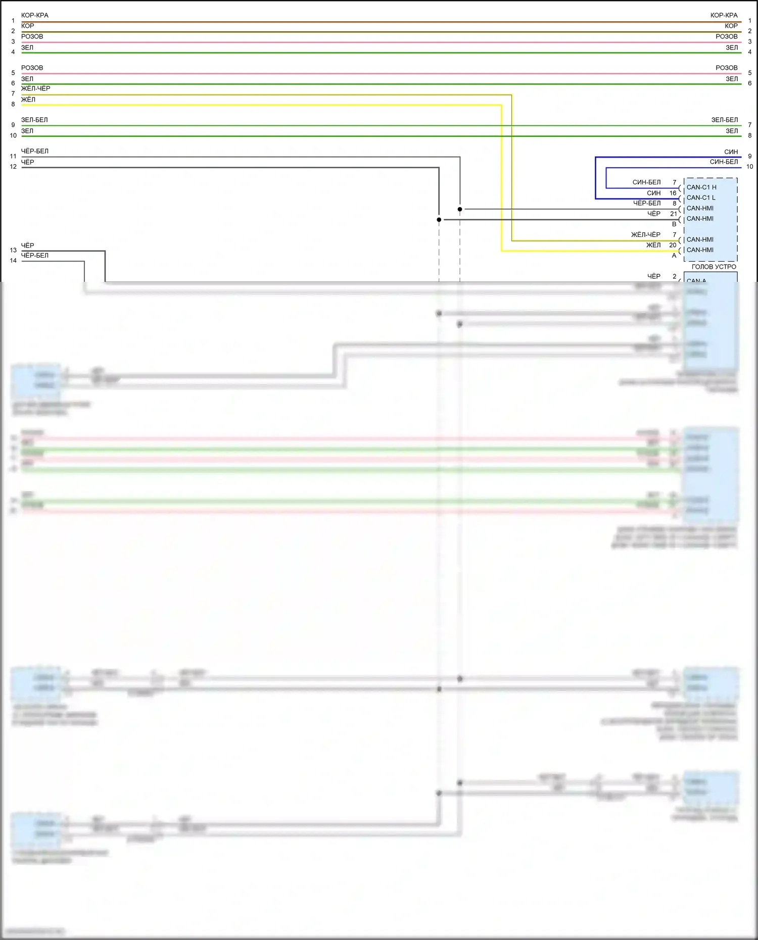 E-класс All-Terrain Mercedes-Benz S213 рестайлинг (2020-2024): Электросхема шины высокого/низкого уровня (5 из 7) 
