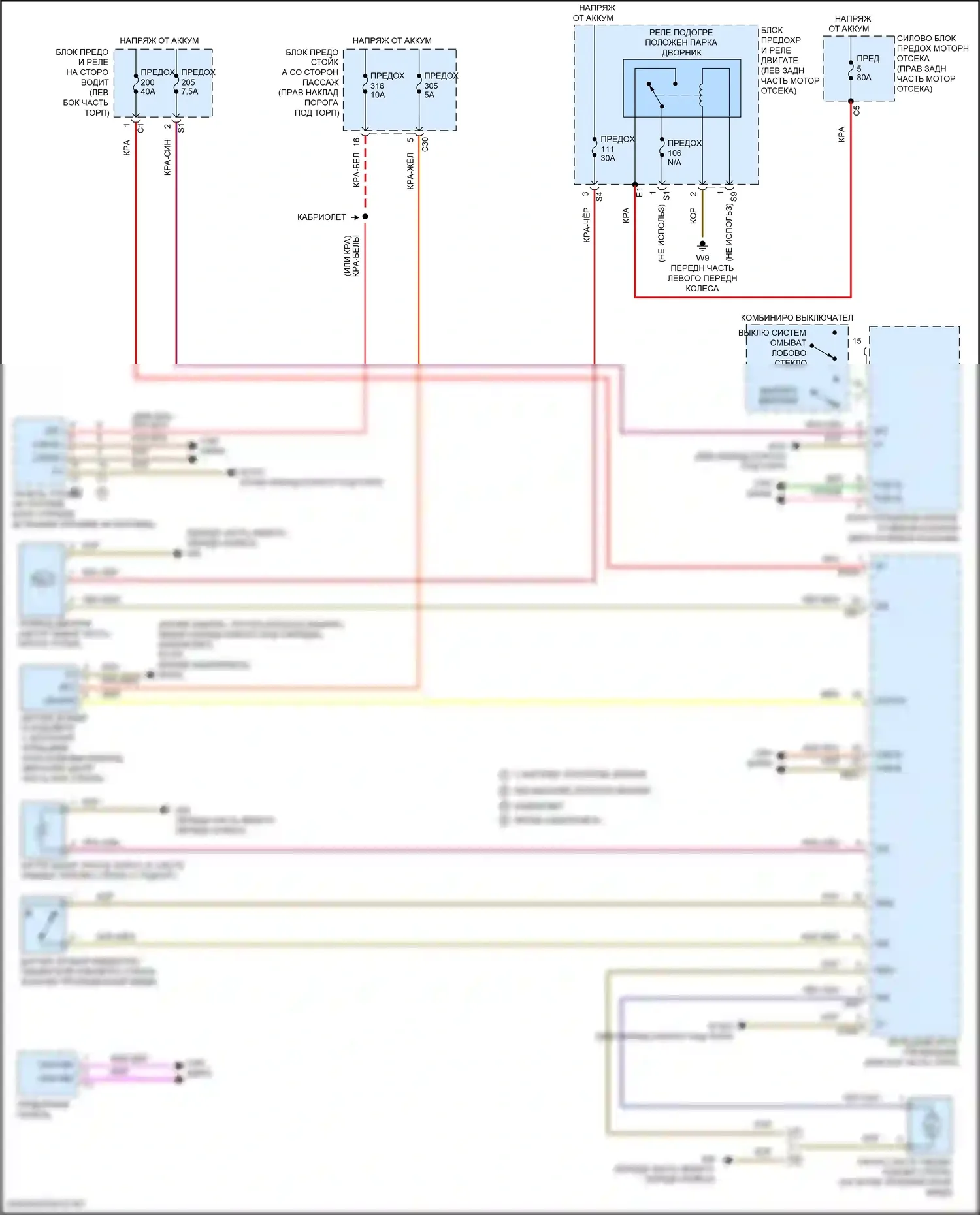 E-класс All-Terrain Mercedes-Benz S213 рестайлинг (2020-2024): Дворники и омыватели электросхема 