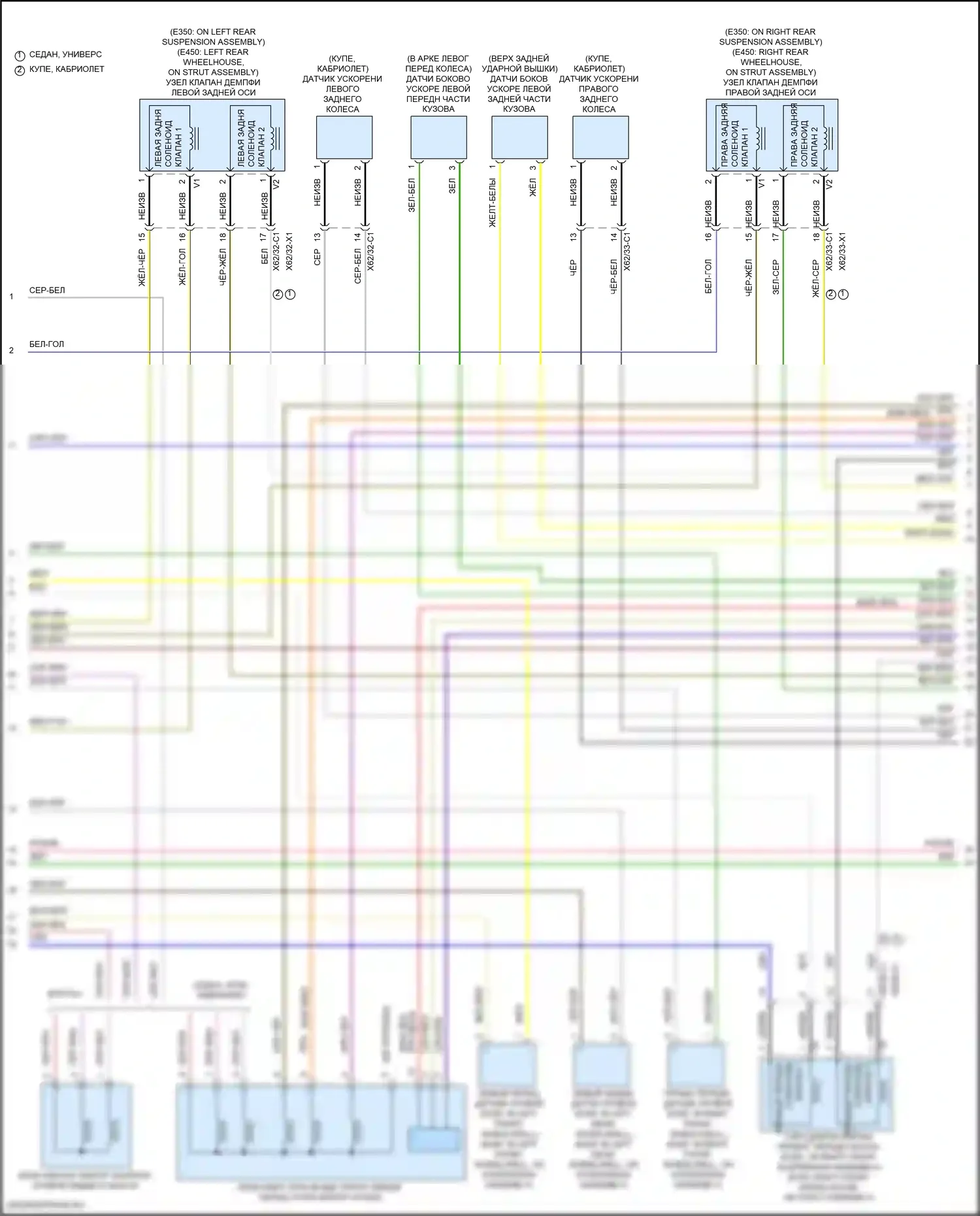 E-класс All-Terrain Mercedes-Benz S213 рестайлинг (2020-2024): Электросхема управления воздушным телом (2 из 3) 