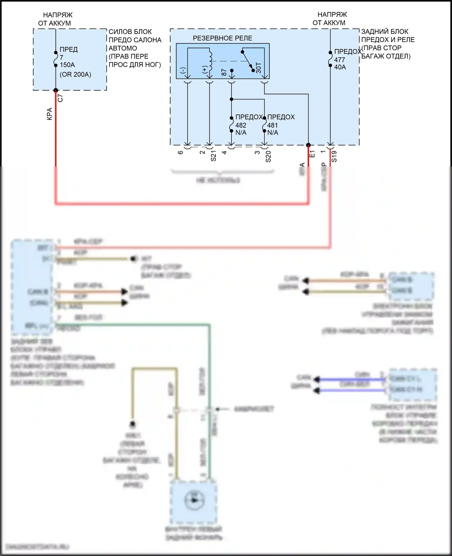 E-класс All-Terrain Mercedes-Benz S213 рестайлинг (2020-2024): Электросхема фонарей заднего хода, купе 