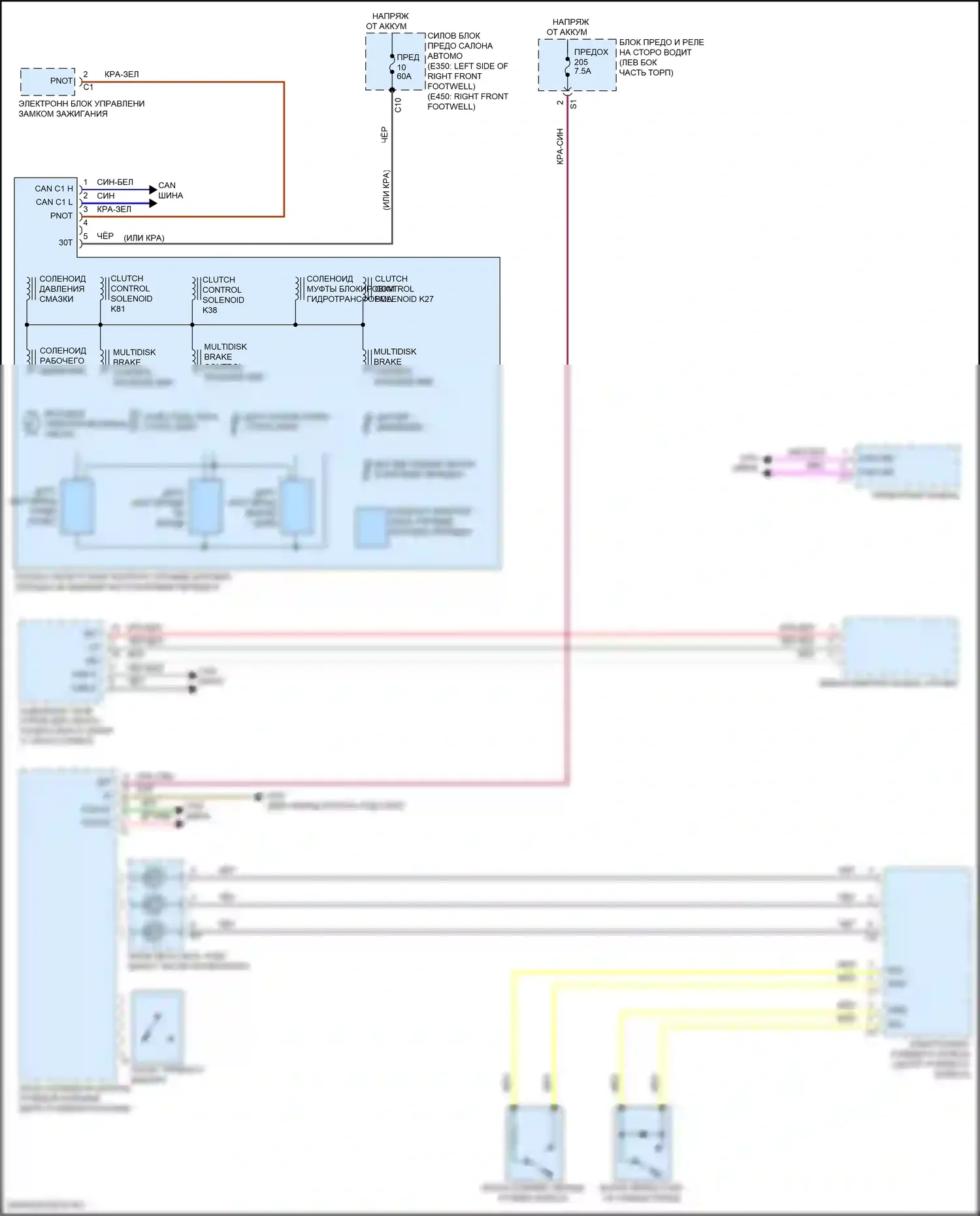 E-класс All-Terrain Mercedes-Benz S213 рестайлинг (2020-2024): Электросхема автоматической коробки передач 