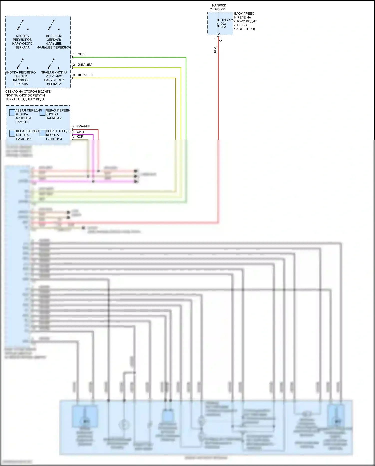E-класс All-Terrain Mercedes-Benz S213 рестайлинг (2020-2024): Электросхема памяти зеркал, купе (1 из 2) 