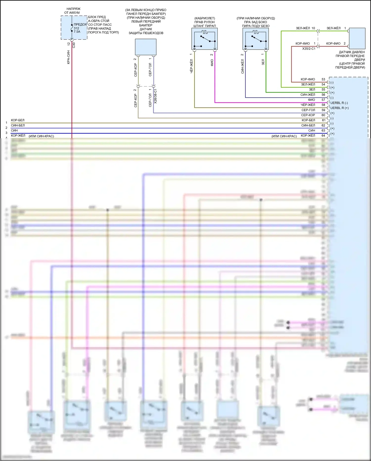 E-класс All-Terrain Mercedes-Benz S213 рестайлинг (2020-2024): Электросхема подушек безопасности, кабриолет (5 из 5) 