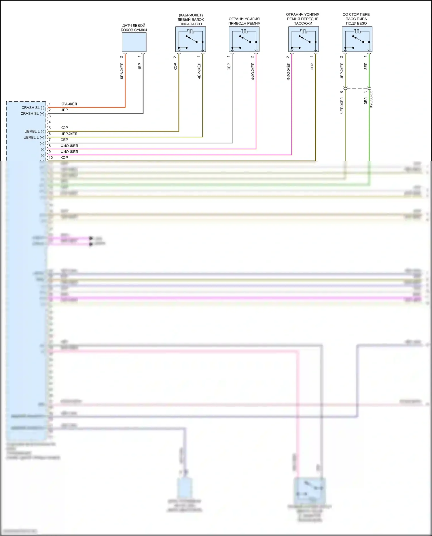 E-класс All-Terrain Mercedes-Benz S213 рестайлинг (2020-2024): Электросхема подушек безопасности, купе (1 из 5) 