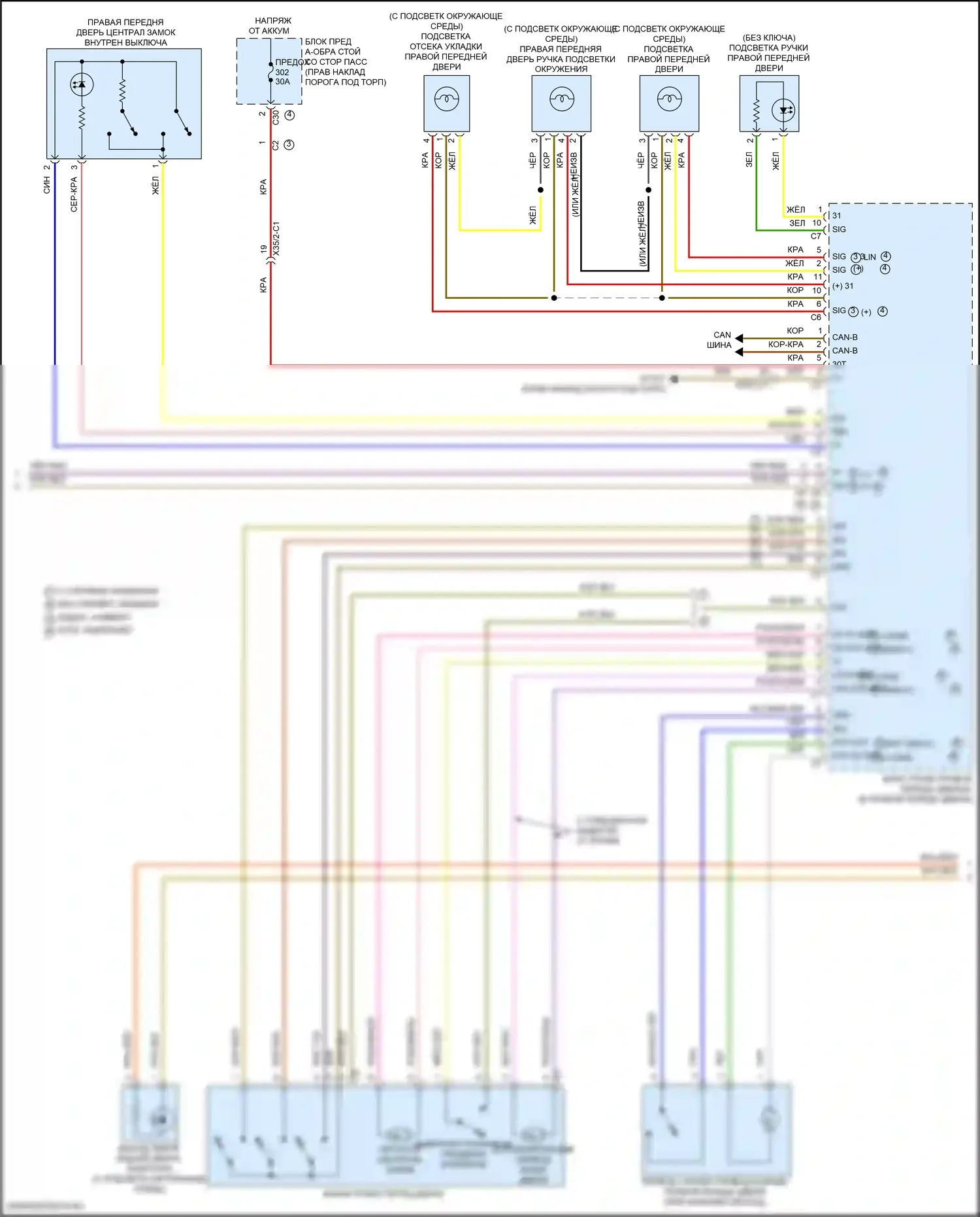 E-класс All-Terrain Mercedes-Benz S213 рестайлинг (2020-2024): Электросхема центрального замка с автоблокировкой (2 из 4) 