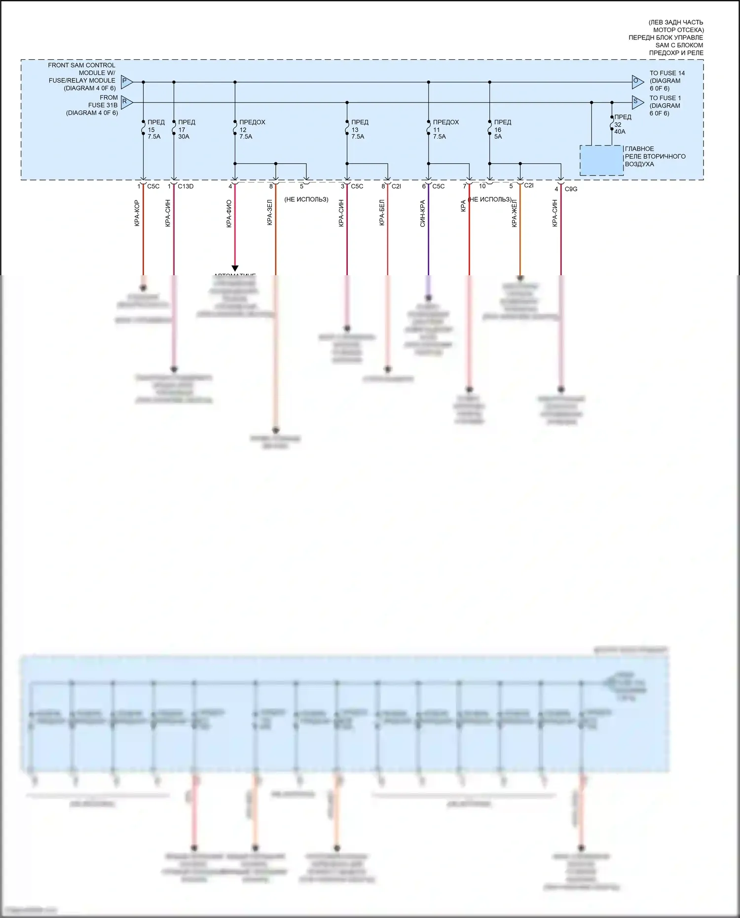 E-класс Mercedes-Benz W212/S212/C207/A207 рестайлинг (2013-2016): Электросхема блока предохранителей реле, купе (5 из 6) 