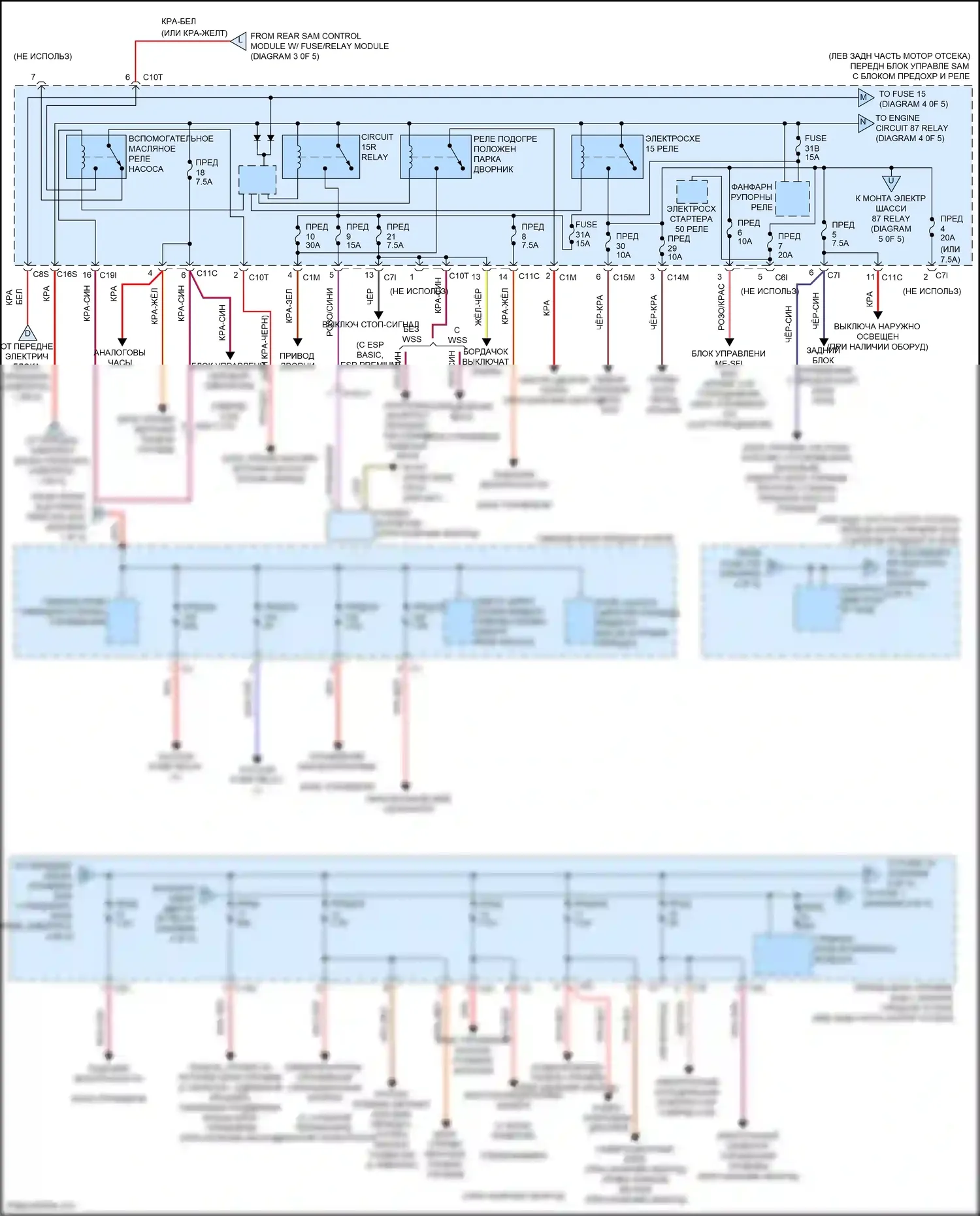 E-класс Mercedes-Benz W212/S212/C207/A207 рестайлинг (2013-2016): Электросхема блока предохранителей реле, вагон (4 из 5) 