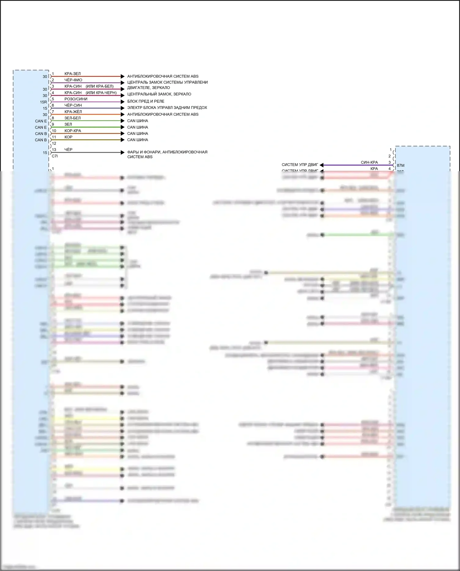 E-класс Mercedes-Benz W212/S212/C207/A207 рестайлинг (2013-2016): Электросхема блока управления со стороны водителя (2 из 2) 