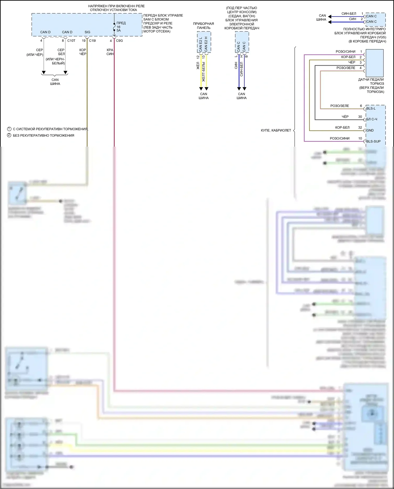 E-класс Mercedes-Benz W212/S212/C207/A207 рестайлинг (2013-2016): Электросхема блокировки селектора 