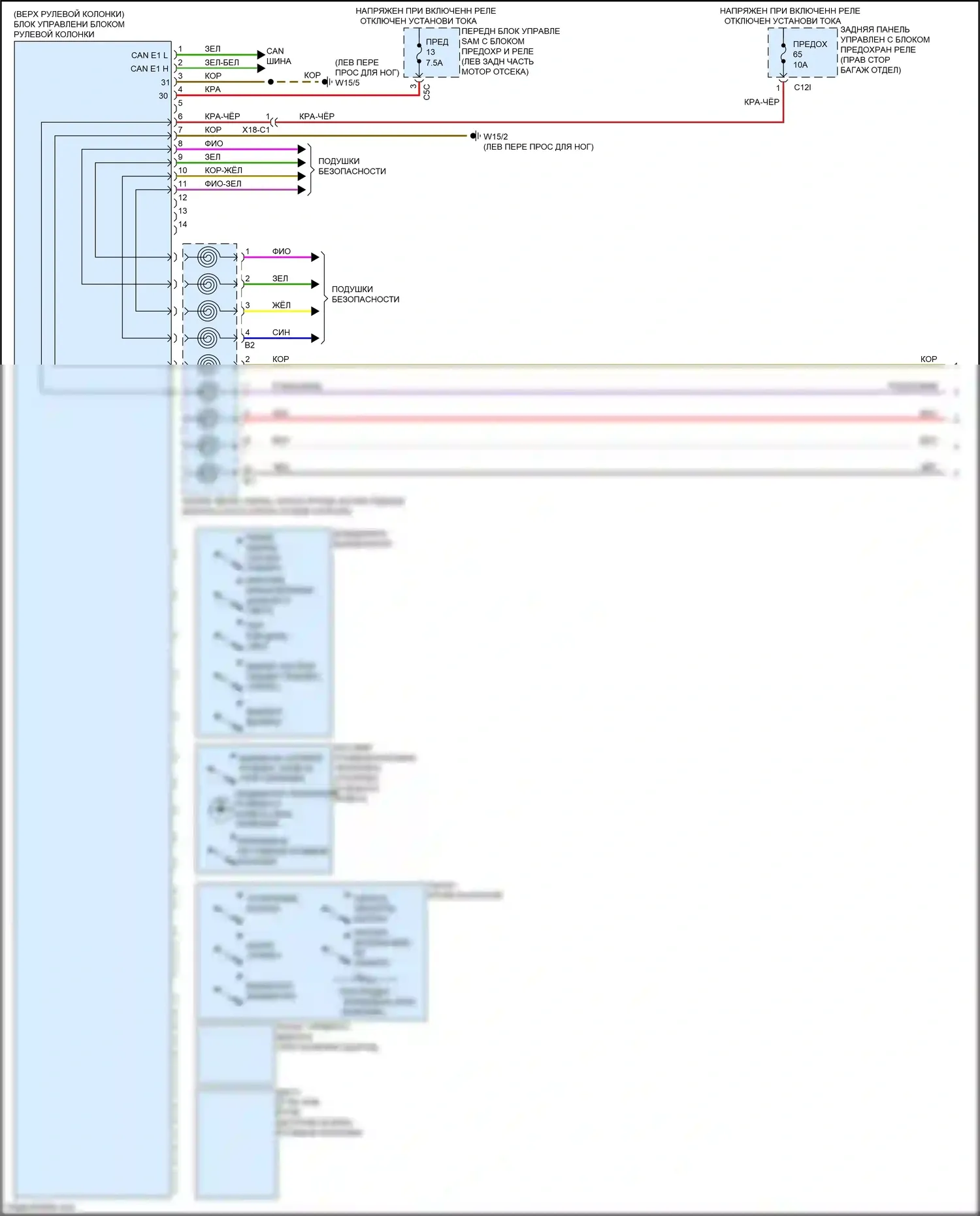 E-класс Mercedes-Benz W212/S212/C207/A207 рестайлинг (2013-2016): Электросхема рулевая колонка, вагон (1 из 2) 