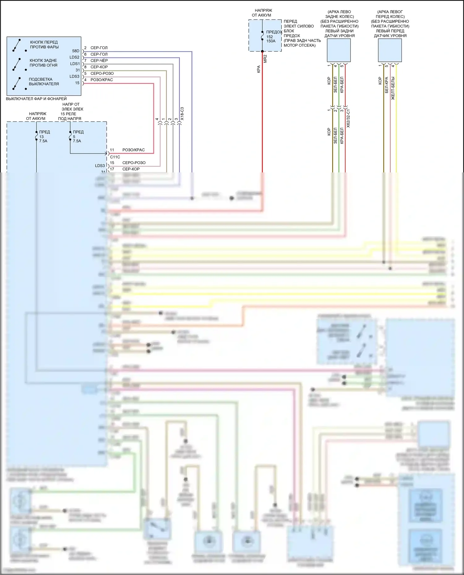 E-класс Mercedes-Benz W212/S212/C207/A207 рестайлинг (2013-2016): Электросхема фар, кабриолет с адаптивными светодиодными фарами (1 из 3) 