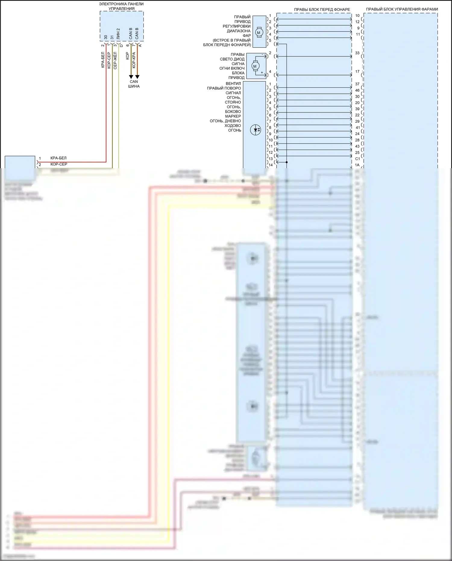 E-класс Mercedes-Benz W212/S212/C207/A207 рестайлинг (2013-2016): Электросхема фар, седан с адаптивными светодиодными фарами (3 из 3) 