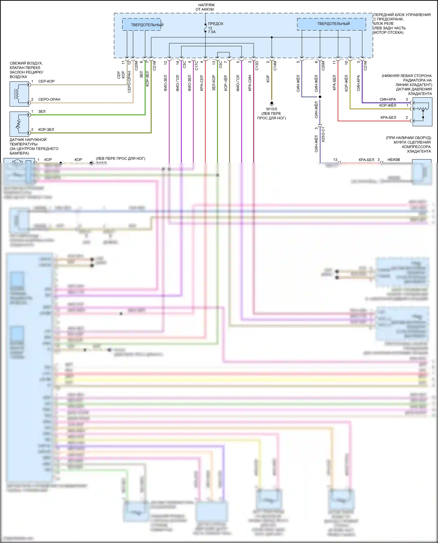 E-класс Mercedes-Benz W212/S212/C207/A207 рестайлинг (2013-2016): Электросхема климат контроля, седан без термотропного (1 из 3) 