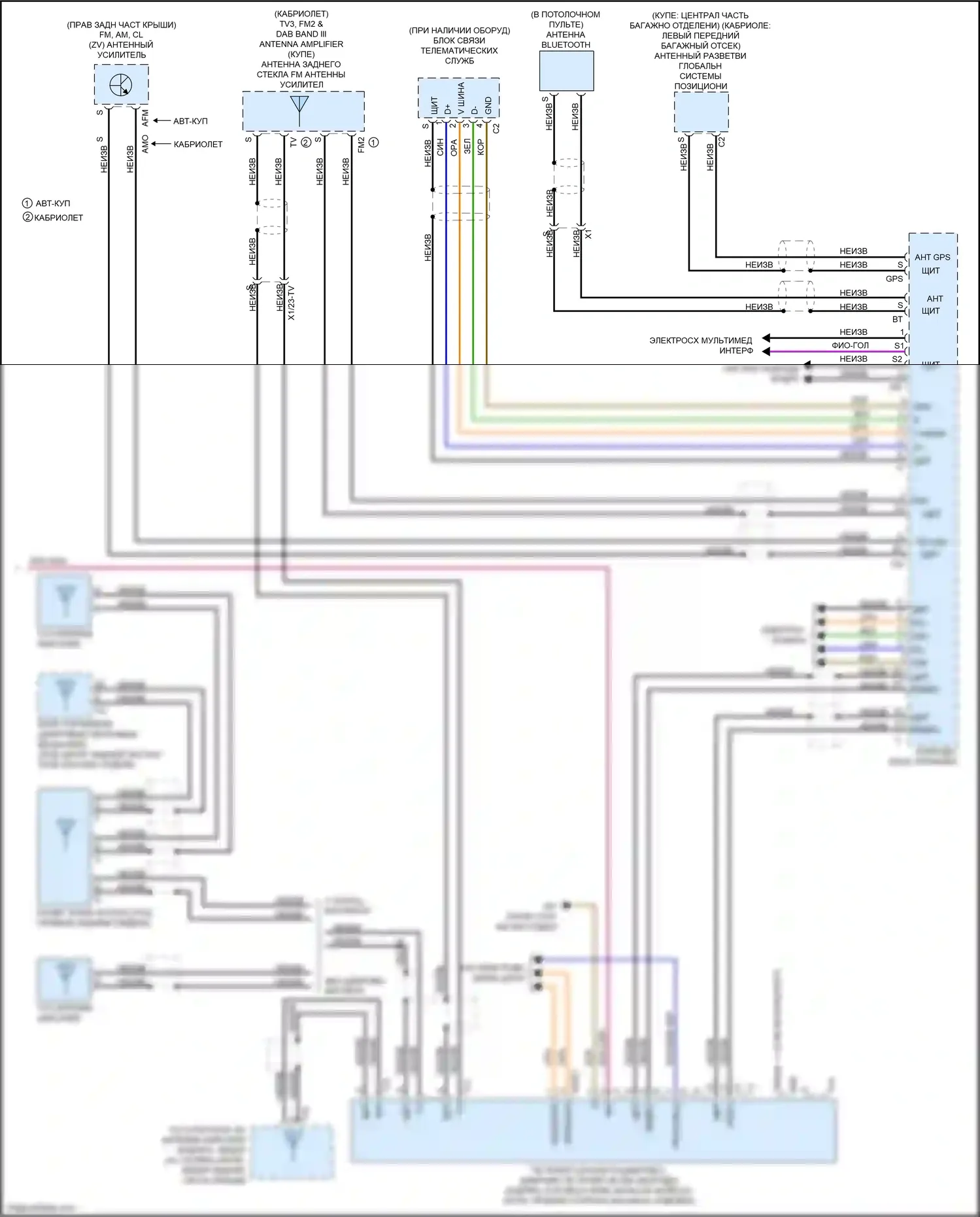 E-класс Mercedes-Benz W212/S212/C207/A207 рестайлинг (2013-2016): Электросхема управления магнитолы comand, кабриолет (3 из 3) 