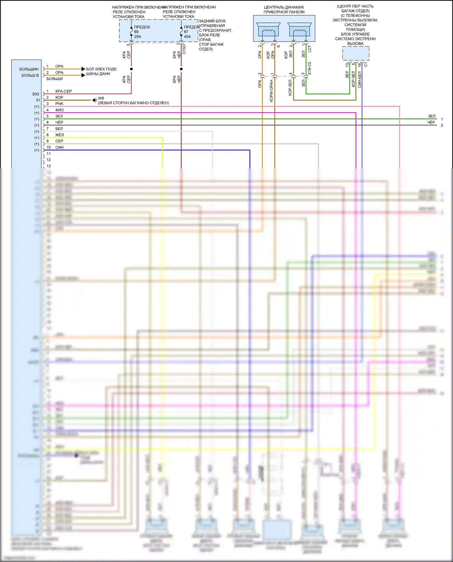 E-класс Mercedes-Benz W212/S212/C207/A207 рестайлинг (2013-2016): Электросхема усилителя звука, вагон с усовершенствованной звуковой системой (1 из 2) 