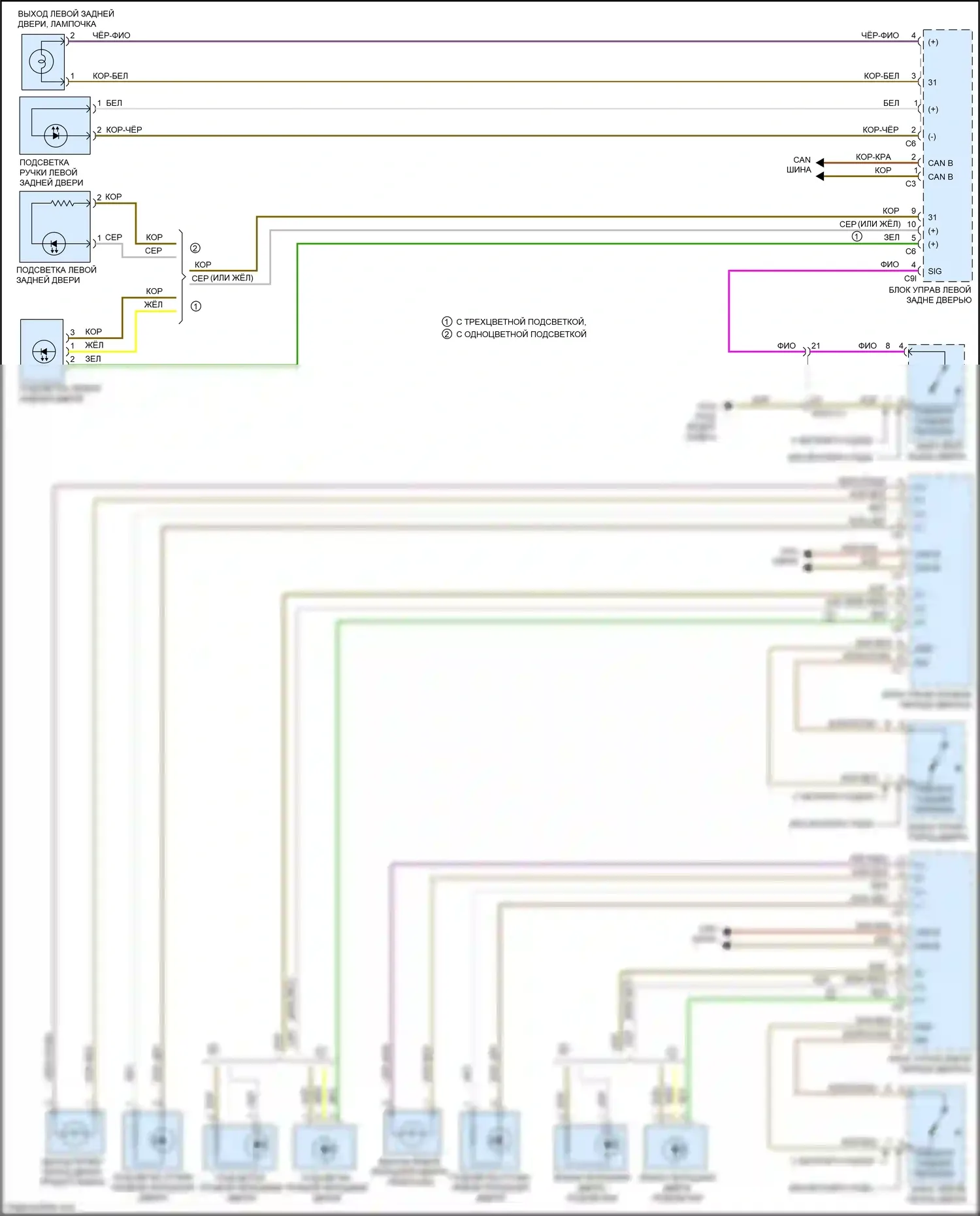 E-класс Mercedes-Benz W212/S212/C207/A207 рестайлинг (2013-2016): Электросхема освещения салона (3 из 3) 