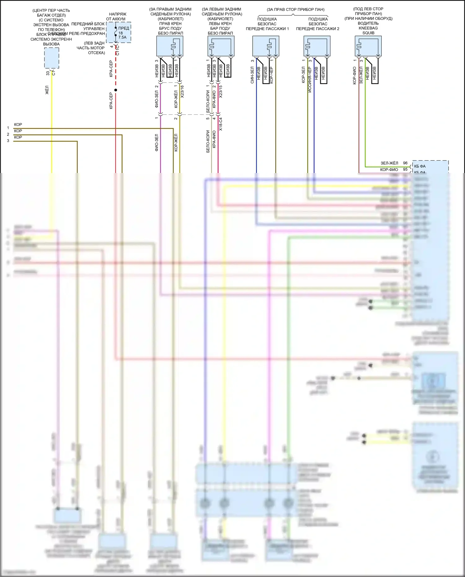 E-класс Mercedes-Benz W212/S212/C207/A207 рестайлинг (2013-2016): Электросхема подушек безопасности, купе (4 из 4) 