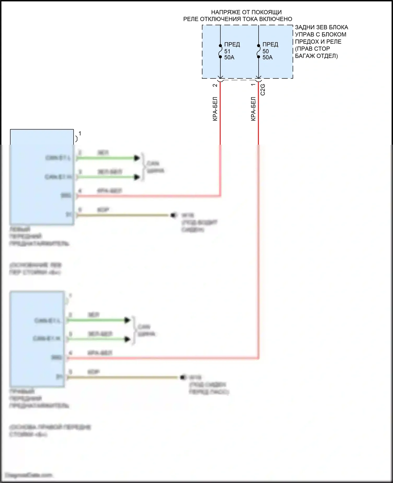 E-класс Mercedes-Benz W212/S212/C207/A207 рестайлинг (2013-2016): Электросхема преднатяжителей ремней безопасности 
