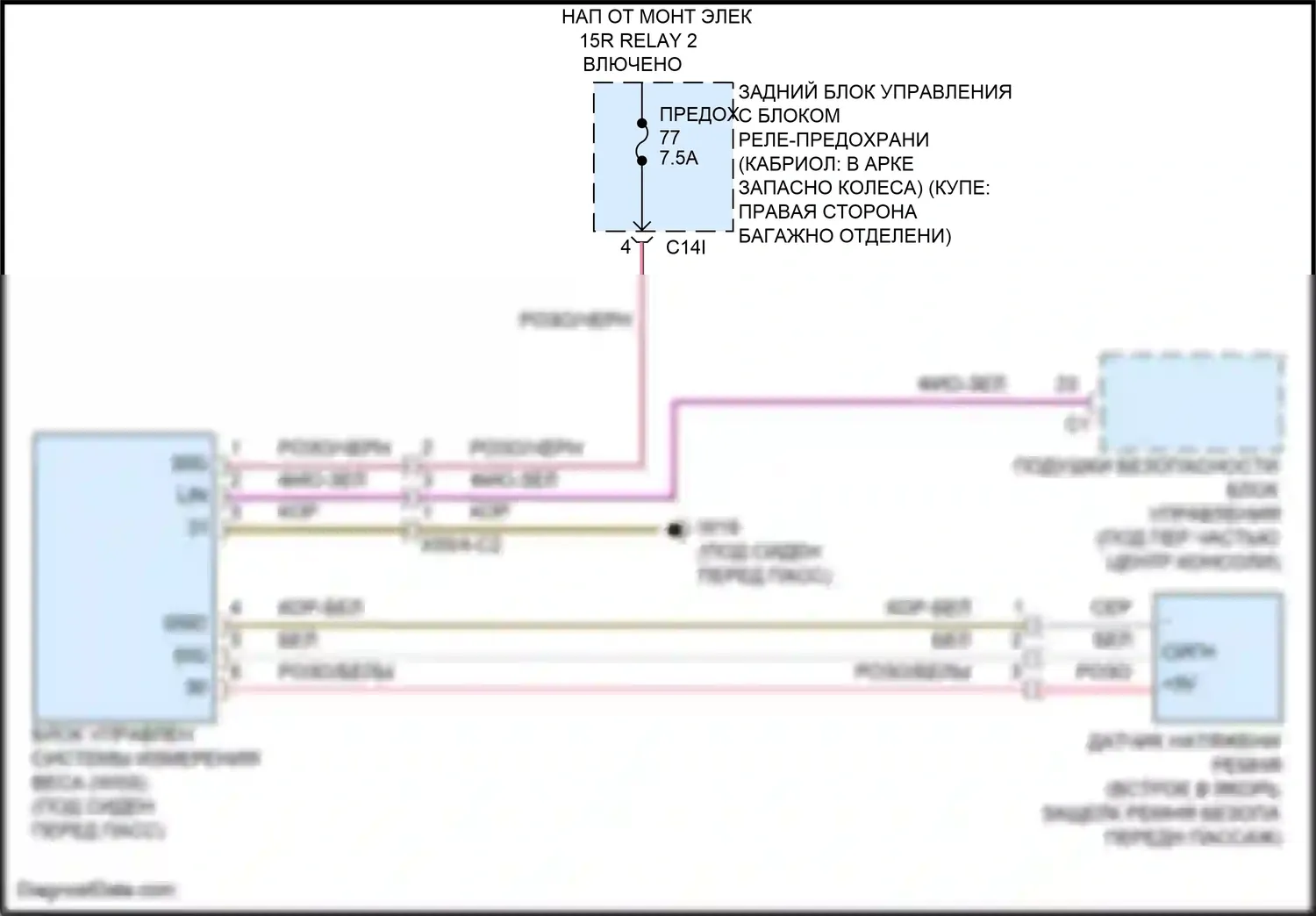 E-класс Mercedes-Benz W212/S212/C207/A207 рестайлинг (2013-2016): Электросхема системы измерения веса, купе 