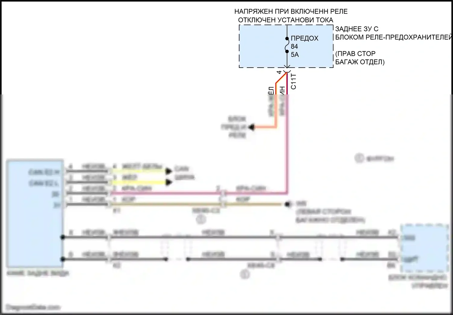 E-класс Mercedes-Benz W212/S212/C207/A207 рестайлинг (2013-2016): Электросхема камеры заднего вида, седан 