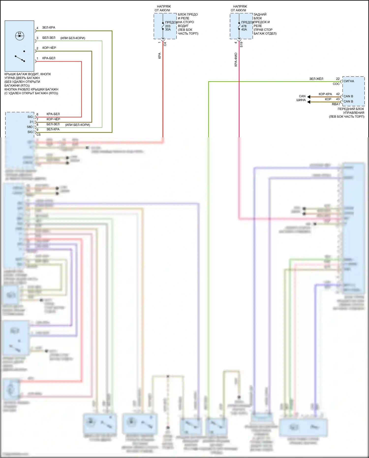 E-класс Mercedes-Benz W213/S213/C238/A238 рестайлинг (2020-2024): Электропривод багажника электросхема, седан 