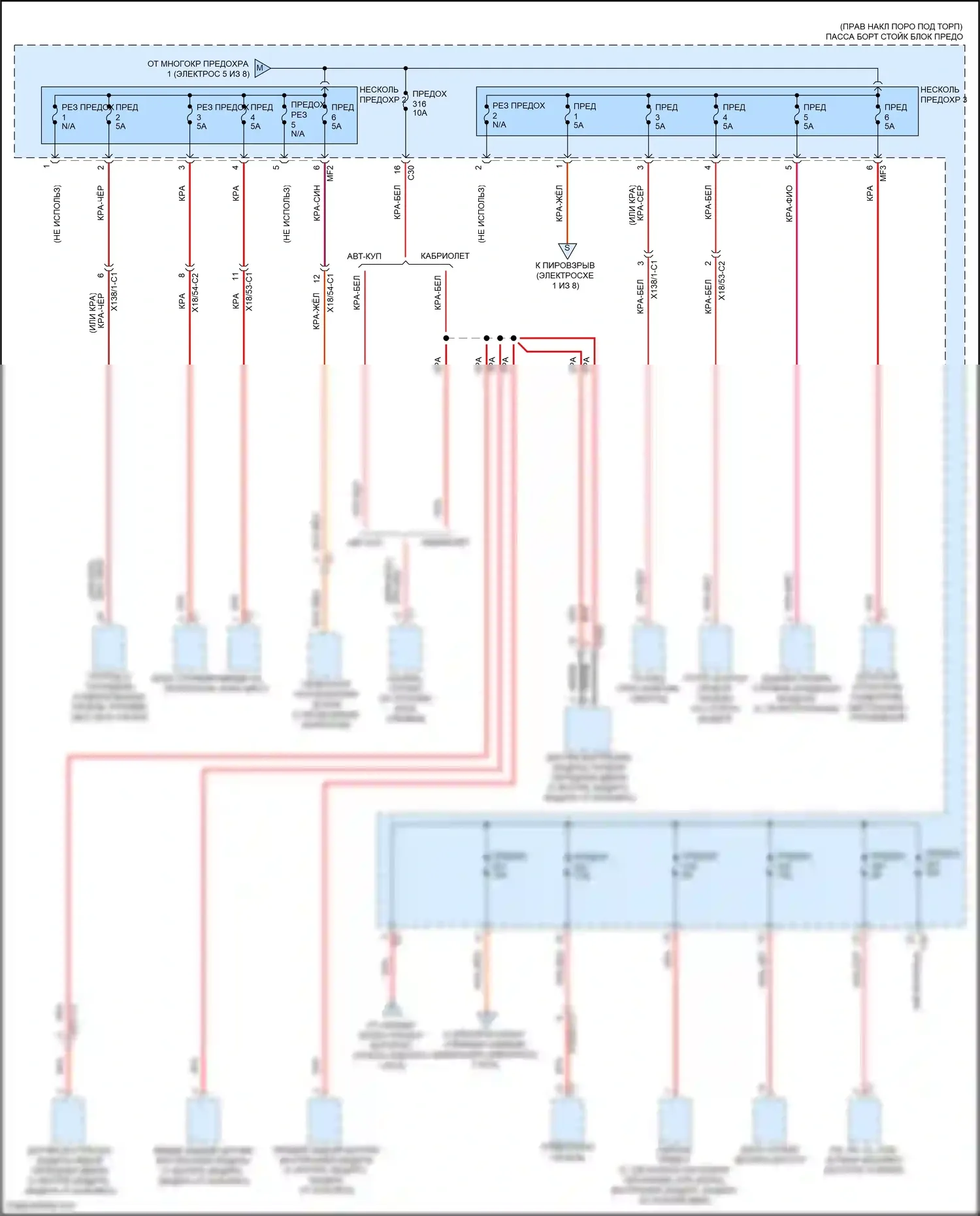 E-класс Mercedes-Benz W213/S213/C238/A238 рестайлинг (2020-2024): Электросхема блока предохранителей реле, кабриолет (6 из 8) 