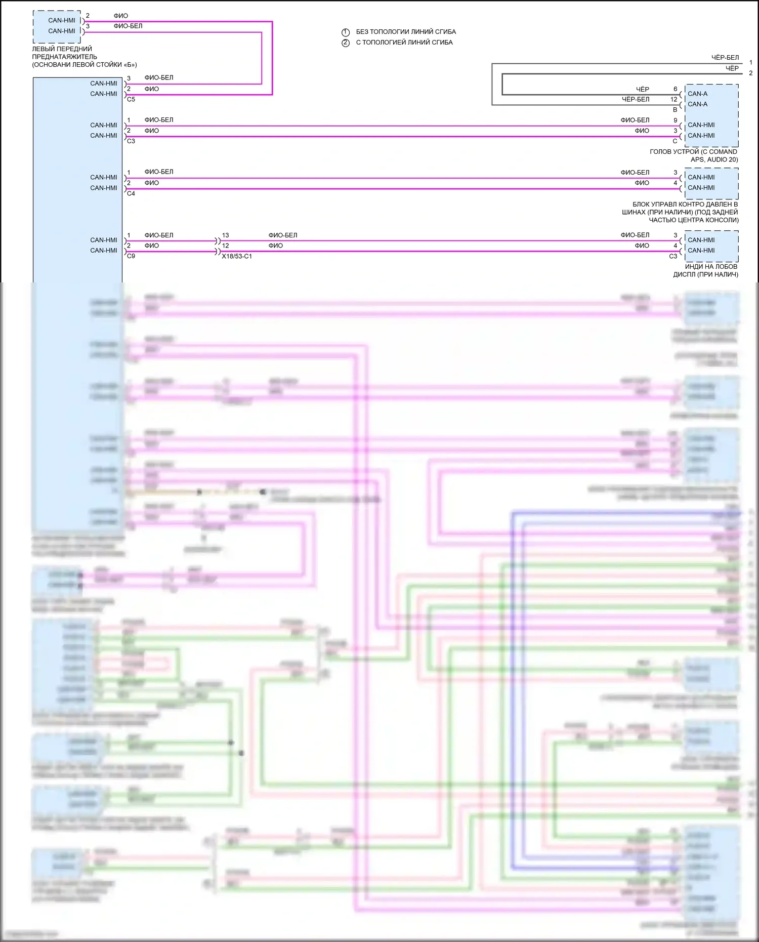 E-класс Mercedes-Benz W213/S213/C238/A238 рестайлинг (2020-2024): Электросхема шины высокого/низкого уровня, кабриолет (1 из 6) 