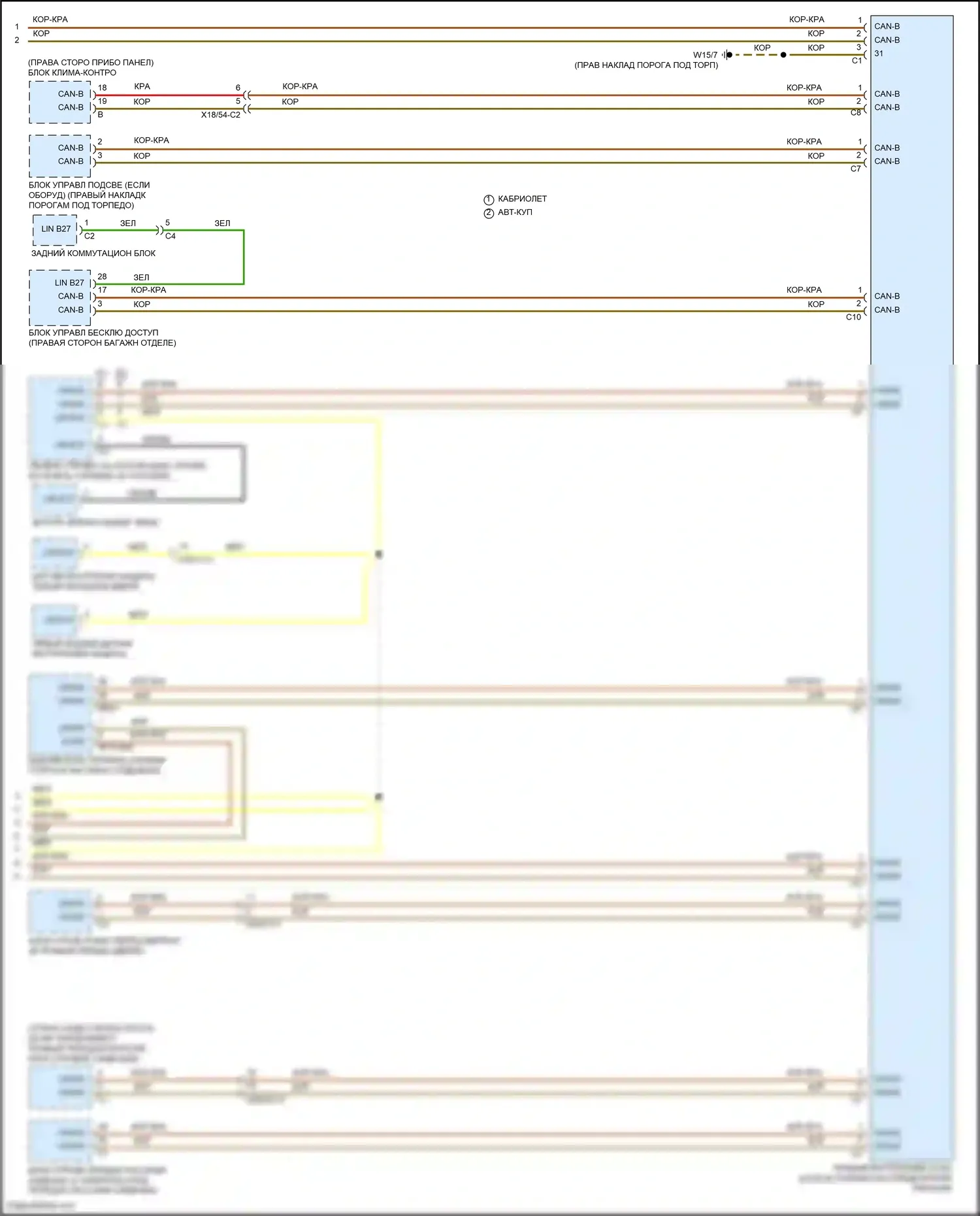 E-класс Mercedes-Benz W213/S213/C238/A238 рестайлинг (2020-2024): Электросхема шины высокого/низкого уровня, кабриолет (6 из 6) 