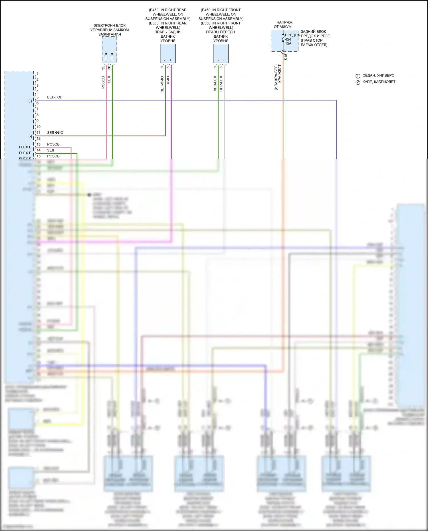 E-класс Mercedes-Benz W213/S213/C238/A238 рестайлинг (2020-2024): Электросхема управления электронными амортизаторами 
