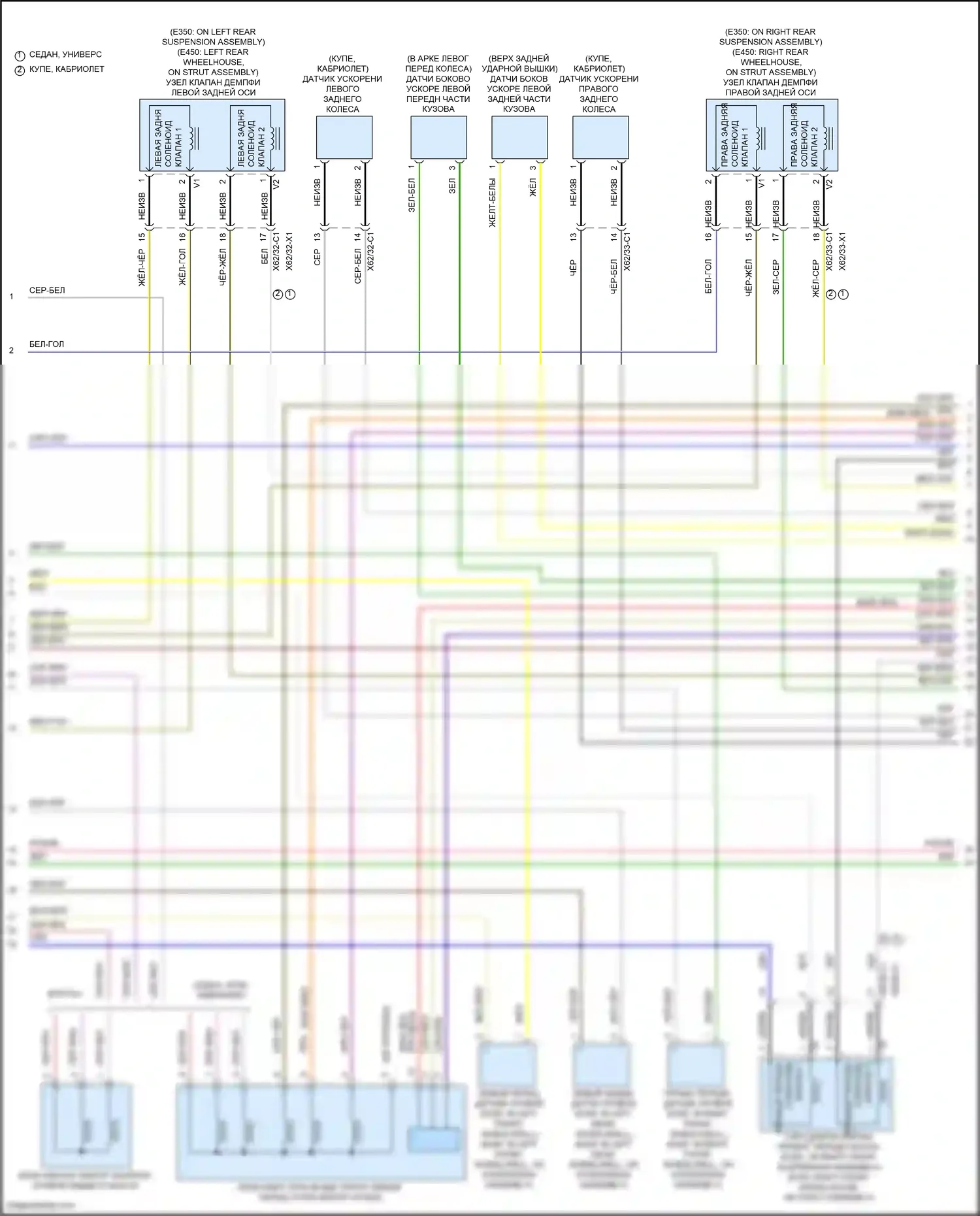 E-класс Mercedes-Benz W213/S213/C238/A238 рестайлинг (2020-2024): Электросхема управления воздушным телом (2 из 3) 