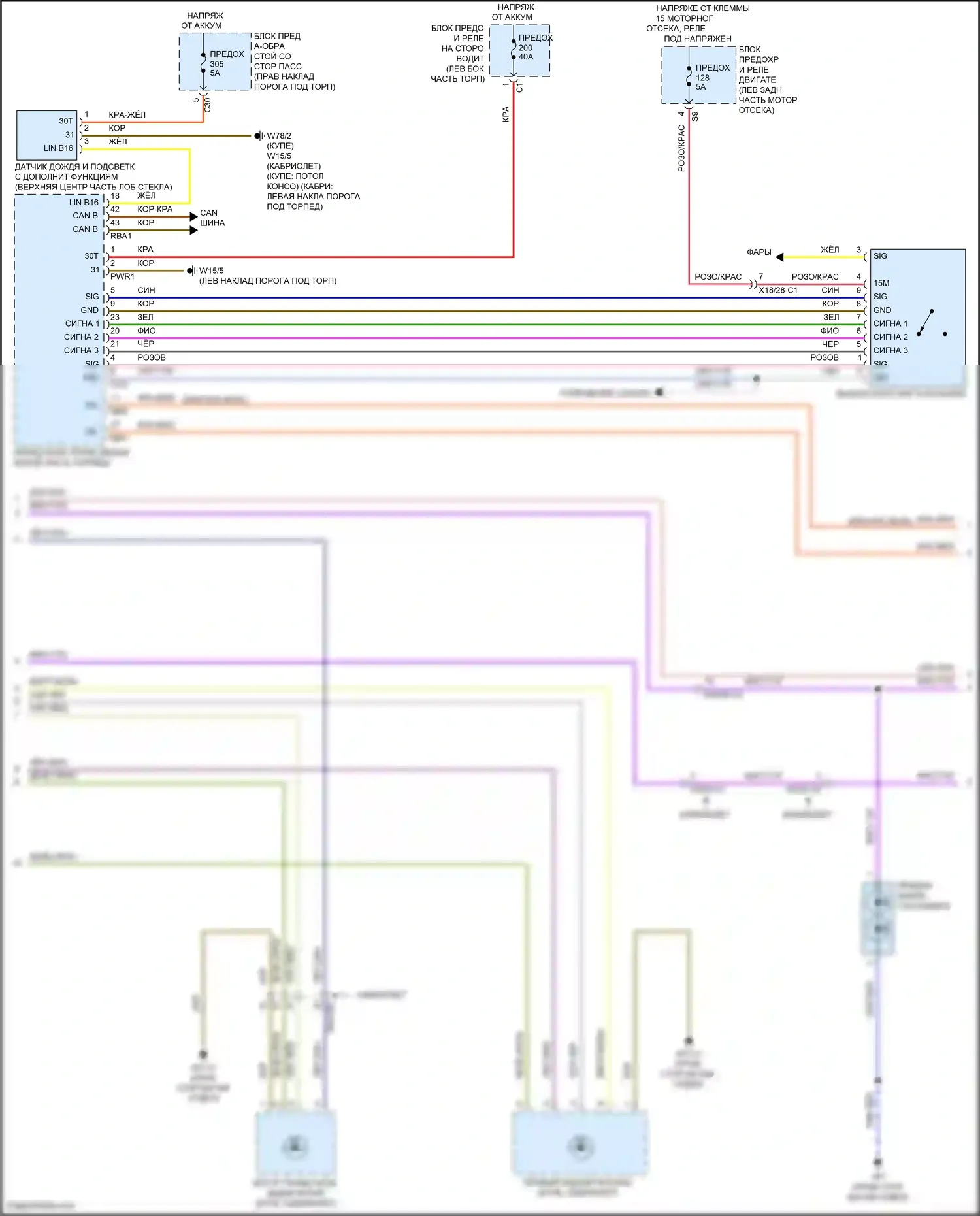 E-класс Mercedes-Benz W213/S213/C238/A238 рестайлинг (2020-2024): Электросхема фар и фонарей, купе со светодиодными фарами (2 из 4) 