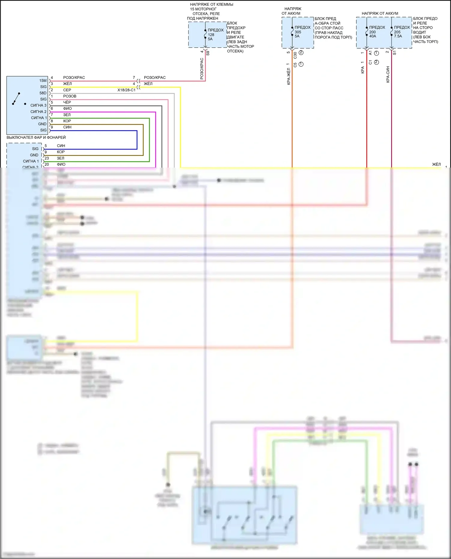 E-класс Mercedes-Benz W213/S213/C238/A238 рестайлинг (2020-2024): Электросхема фар, без светодиодных фар (1 из 2) 