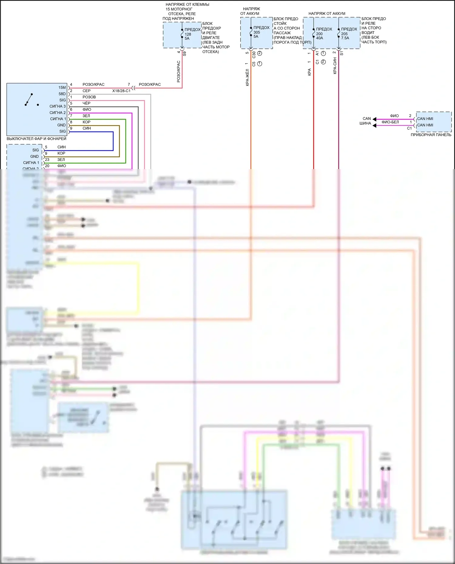 E-класс Mercedes-Benz W213/S213/C238/A238 рестайлинг (2020-2024): Электросхема фар, с динамическими светодиодными фарами (1 из 3) 