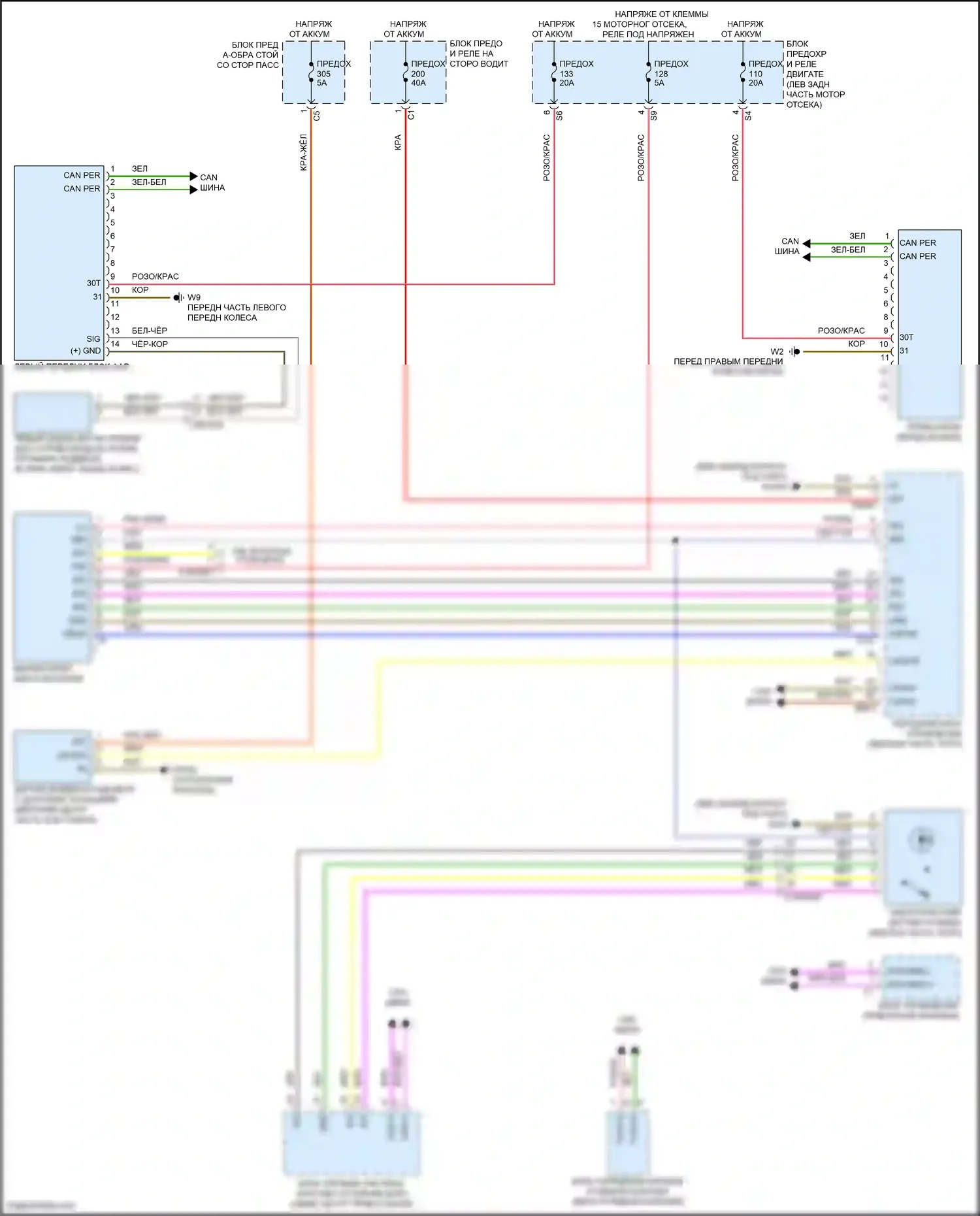 E-класс Mercedes-Benz W213/S213/C238/A238 рестайлинг (2020-2024): Электросхема фар, со статическими светодиодными фарами 