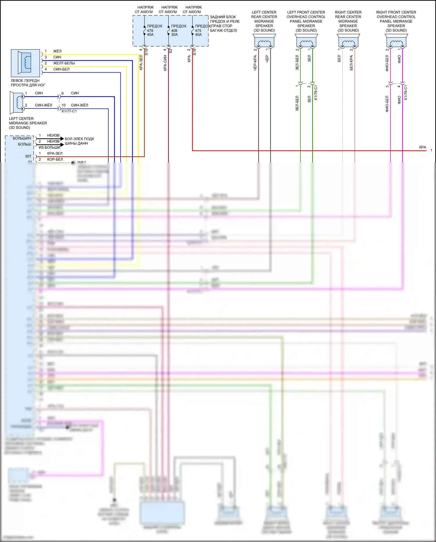 E-класс Mercedes-Benz W213/S213/C238/A238 рестайлинг (2020-2024): Электросхема усилителя звука, с усовершенствованной звуковой системой (1 из 2) 