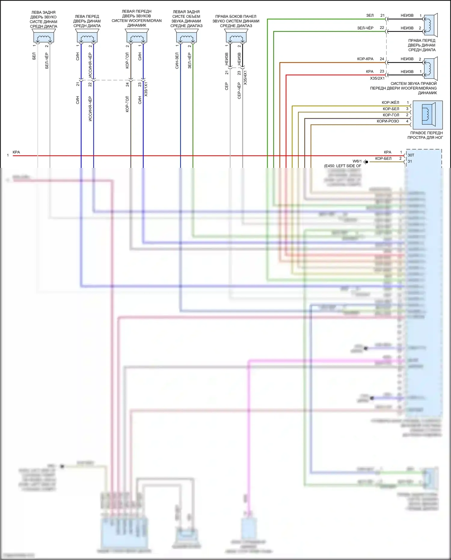 E-класс Mercedes-Benz W213/S213/C238/A238 рестайлинг (2020-2024): Электросхема усилителя звука, со звуковой системой высокого уровня (2 из 2) 