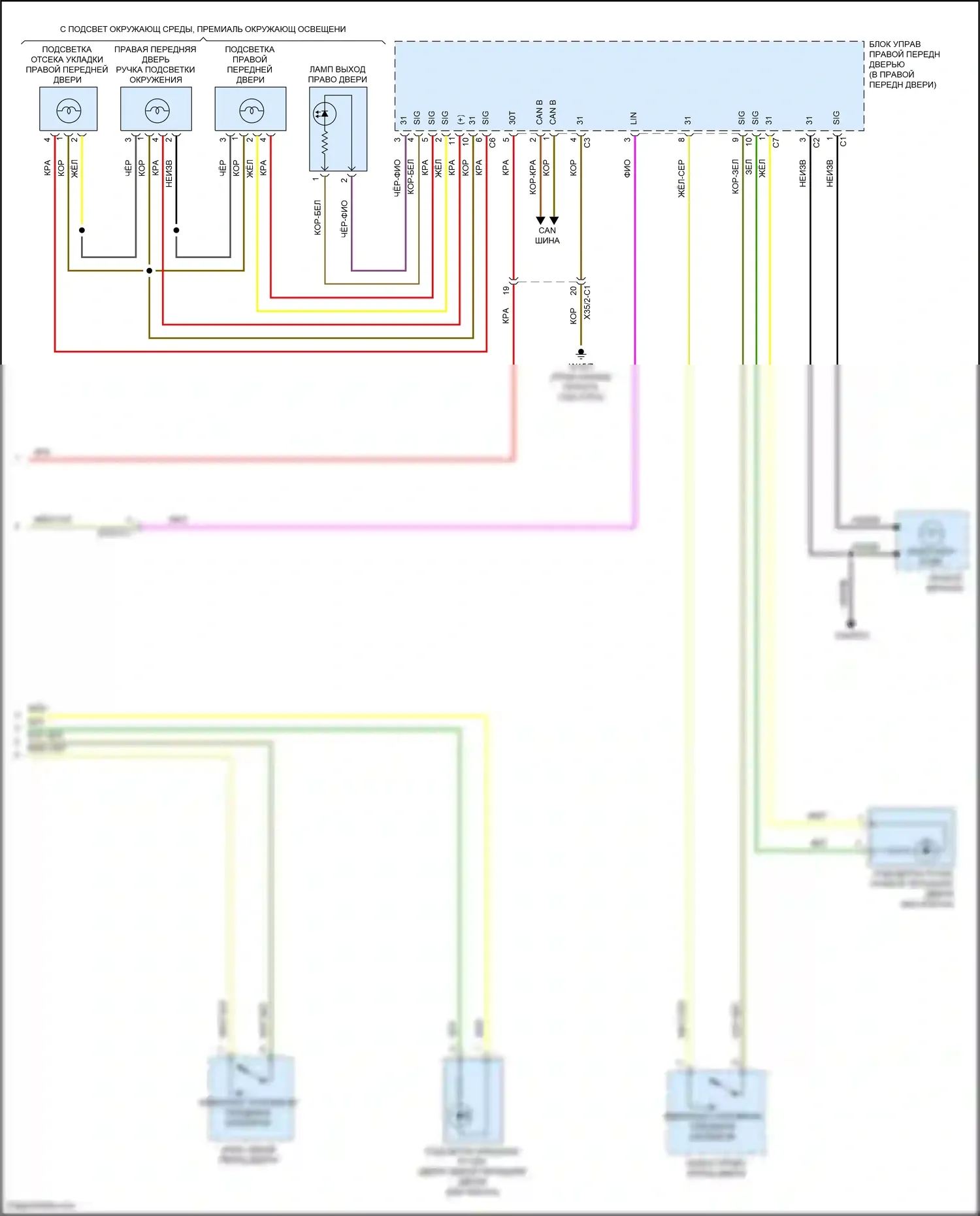E-класс Mercedes-Benz W213/S213/C238/A238 рестайлинг (2020-2024): Электросхема освещения салона, купе (6 из 6) 