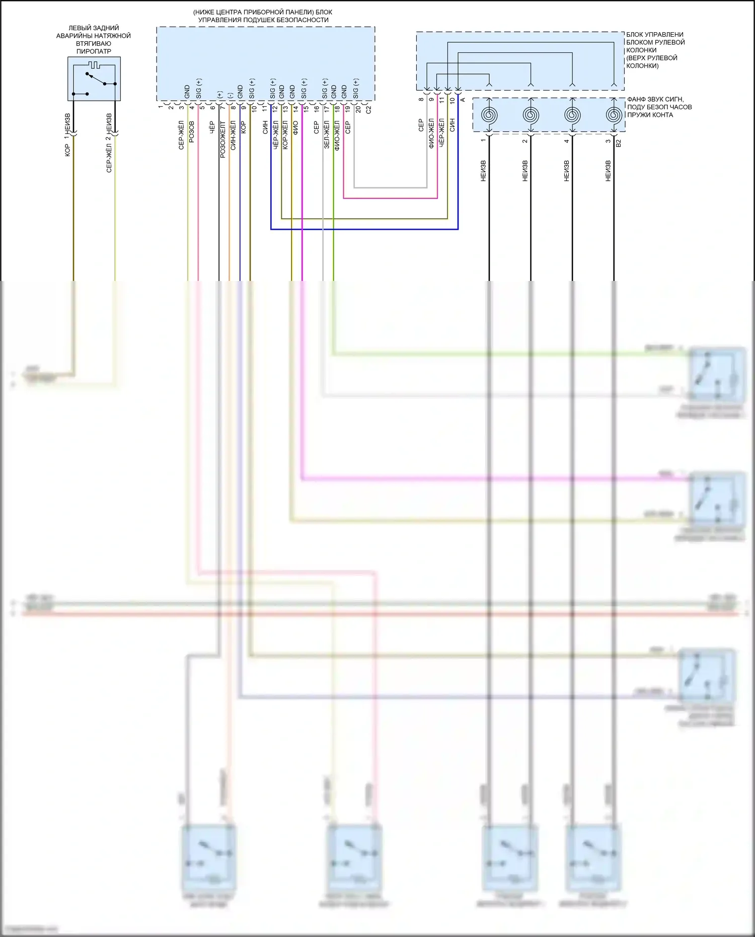 E-класс Mercedes-Benz W213/S213/C238/A238 рестайлинг (2020-2024): Электросхема подушек безопасности (3 из 5) 