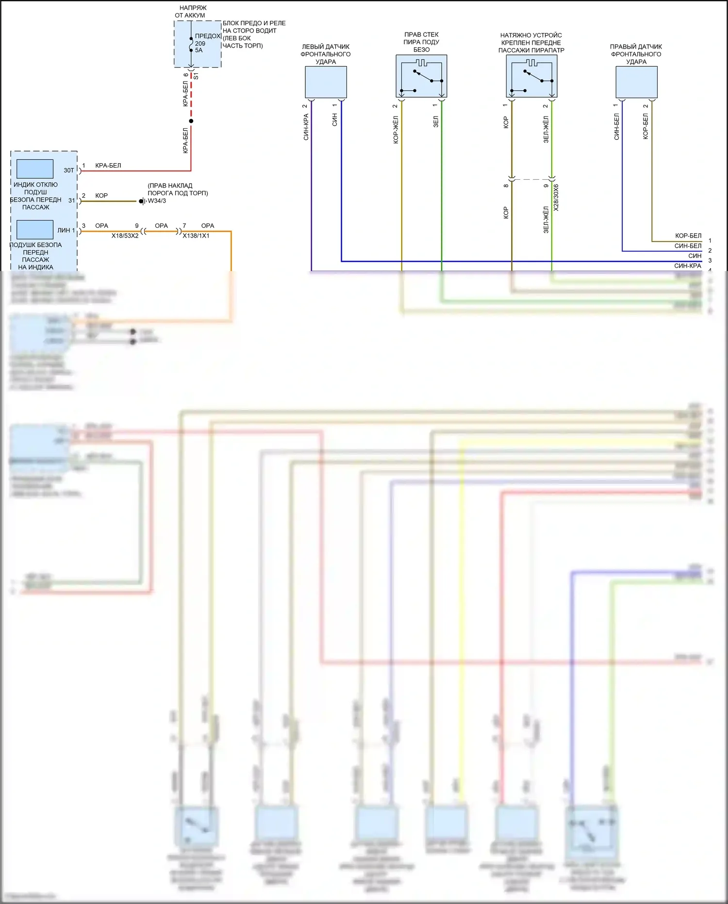 E-класс Mercedes-Benz W213/S213/C238/A238 рестайлинг (2020-2024): Электросхема подушек безопасности (4 из 5) 
