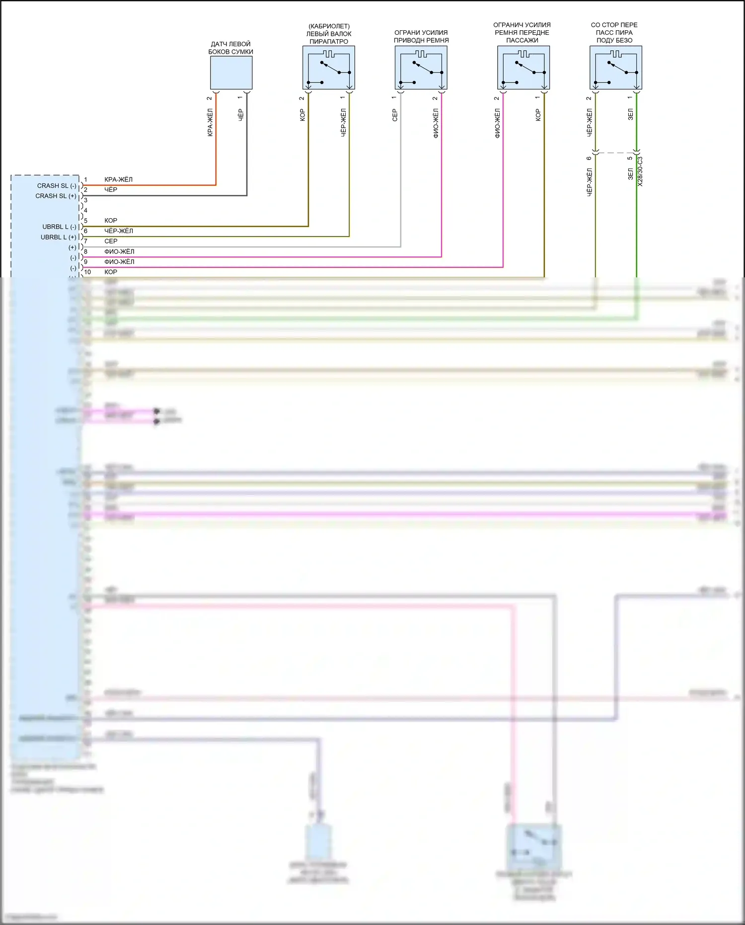 E-класс Mercedes-Benz W213/S213/C238/A238 рестайлинг (2020-2024): Электросхема подушек безопасности, купе (1 из 5) 