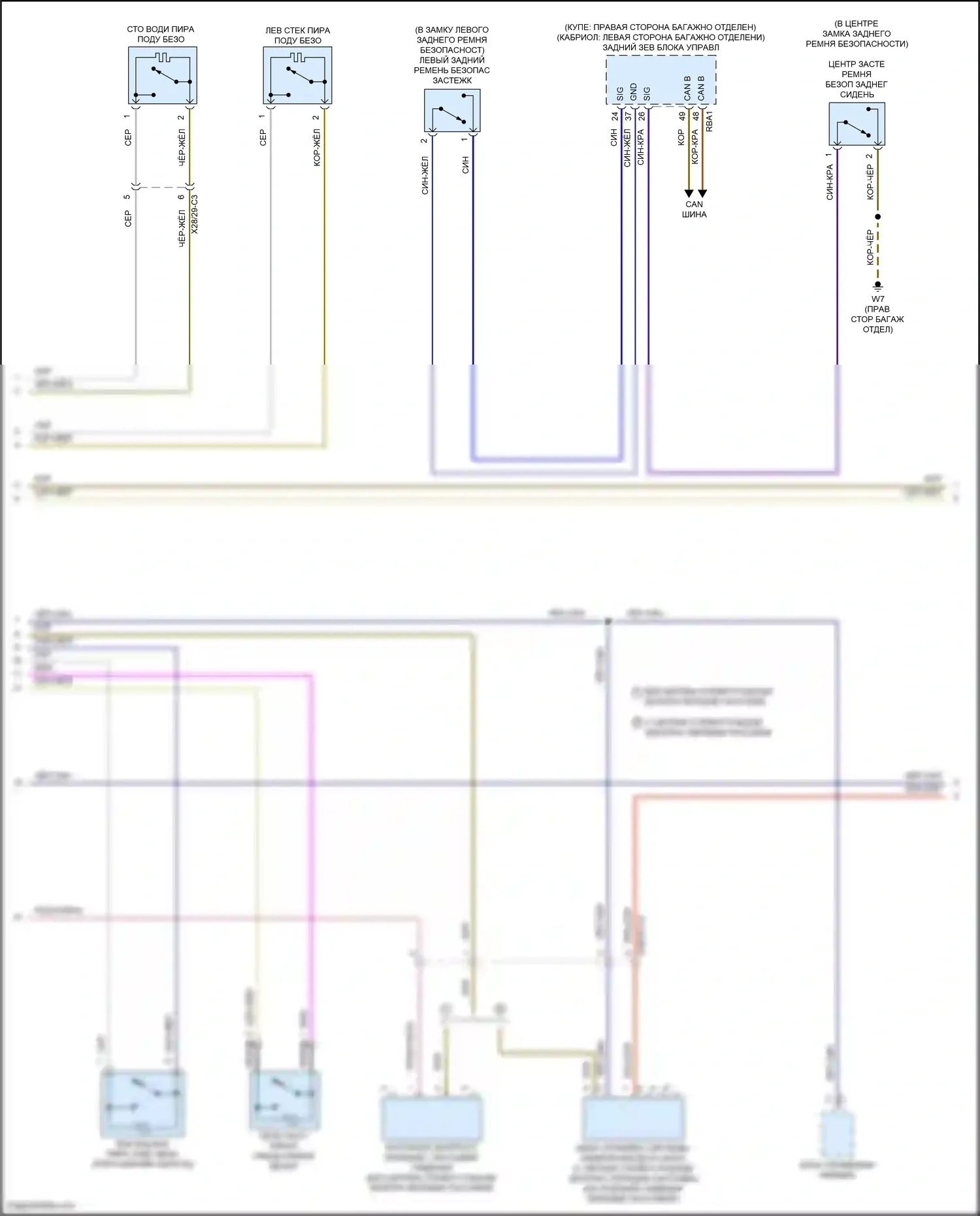 E-класс Mercedes-Benz W213/S213/C238/A238 рестайлинг (2020-2024): Электросхема подушек безопасности, купе (2 из 5) 