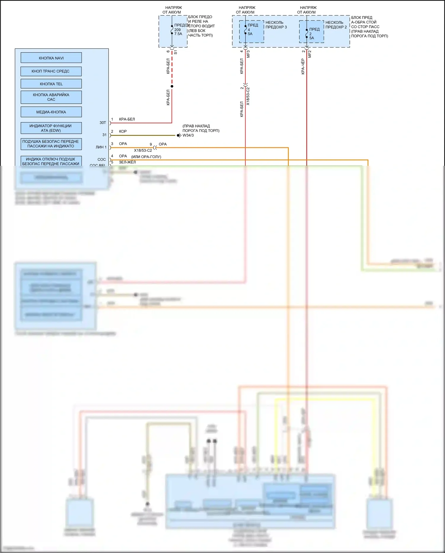 E-класс Mercedes-Benz W213/S213/C238/A238 рестайлинг (2020-2024): Электросхема приборной панели, кабриолет (2 из 3) 