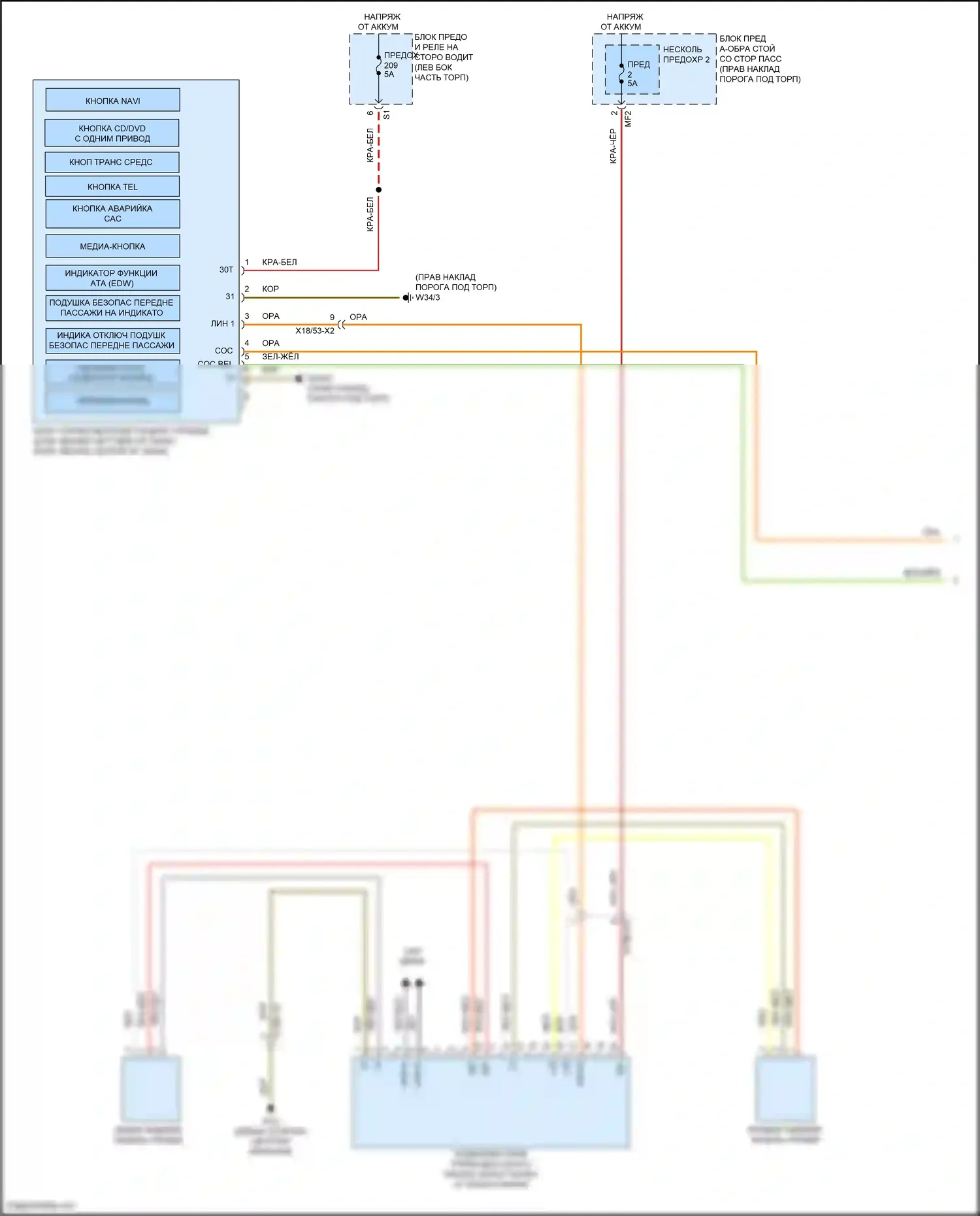 E-класс Mercedes-Benz W213/S213/C238/A238 рестайлинг (2020-2024): Электросхема приборной панели, седан (2 из 3) 