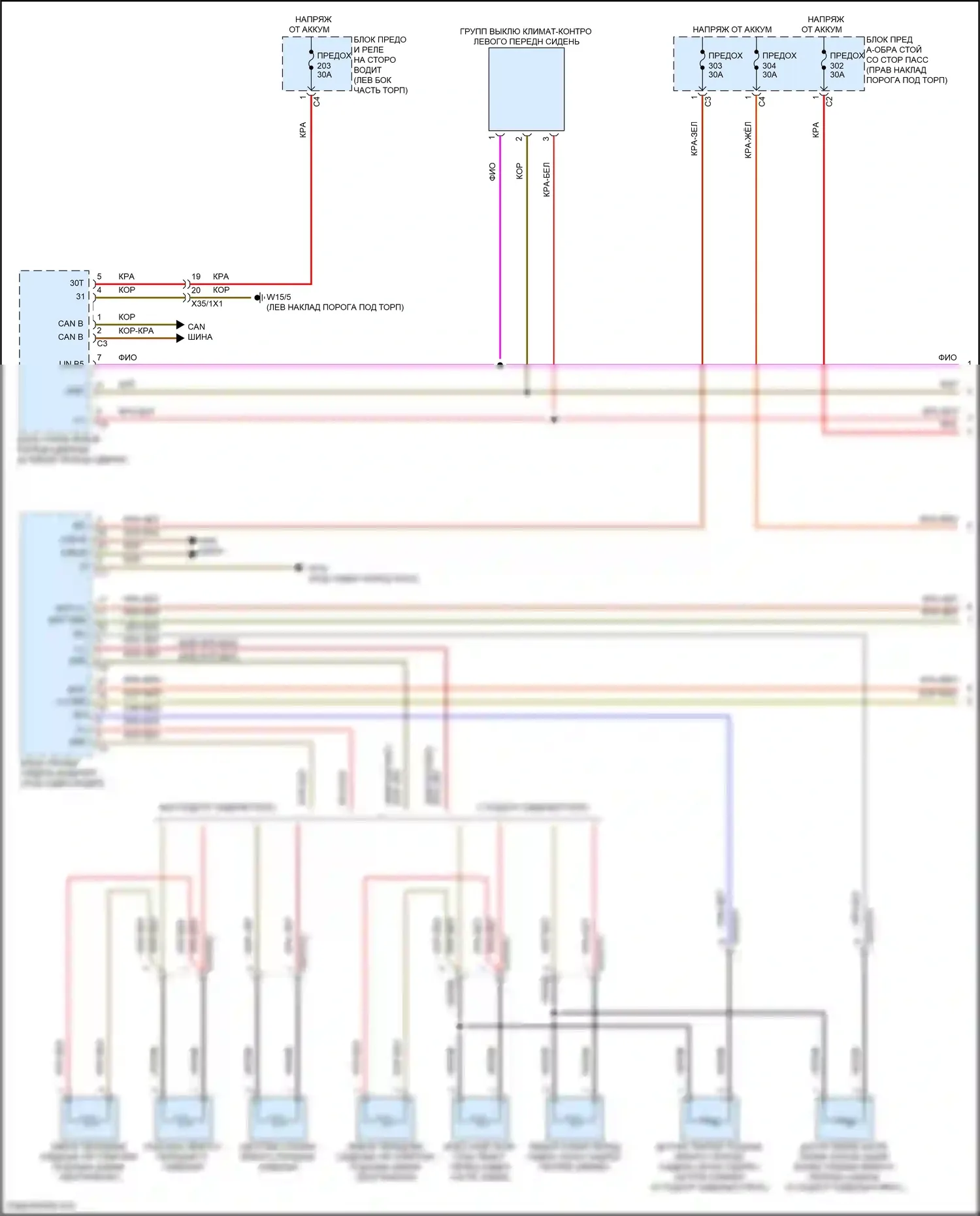 E-класс Mercedes-Benz W213/S213/C238/A238 рестайлинг (2020-2024): Электросхема передней вентиляции и подогрева сидений, вагон с памятью (1 из 3) 