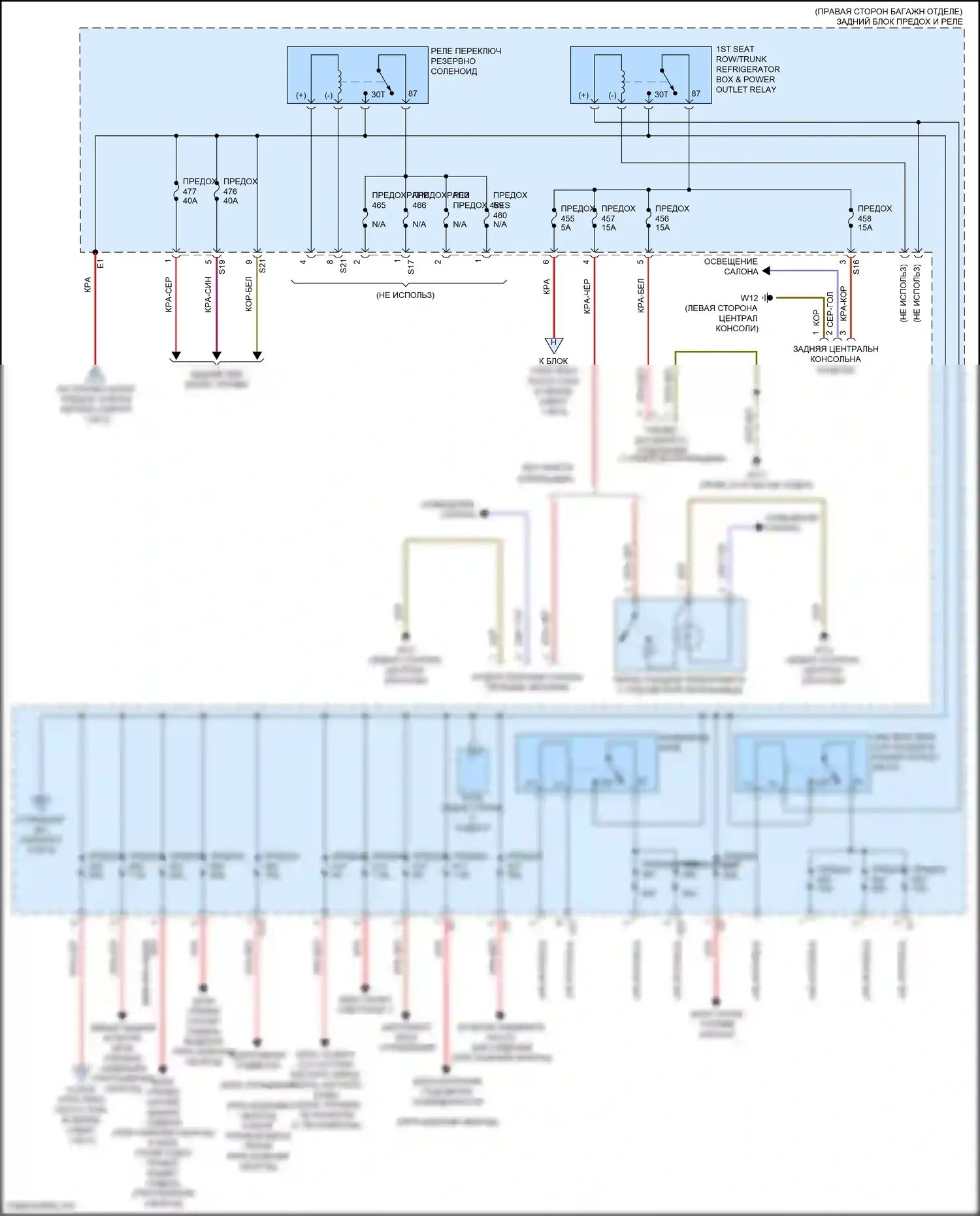E-класс Mercedes-Benz W213/S213/C238/A238 (2016-2021): Электросхема блока предохранителей реле (3 из 5) 