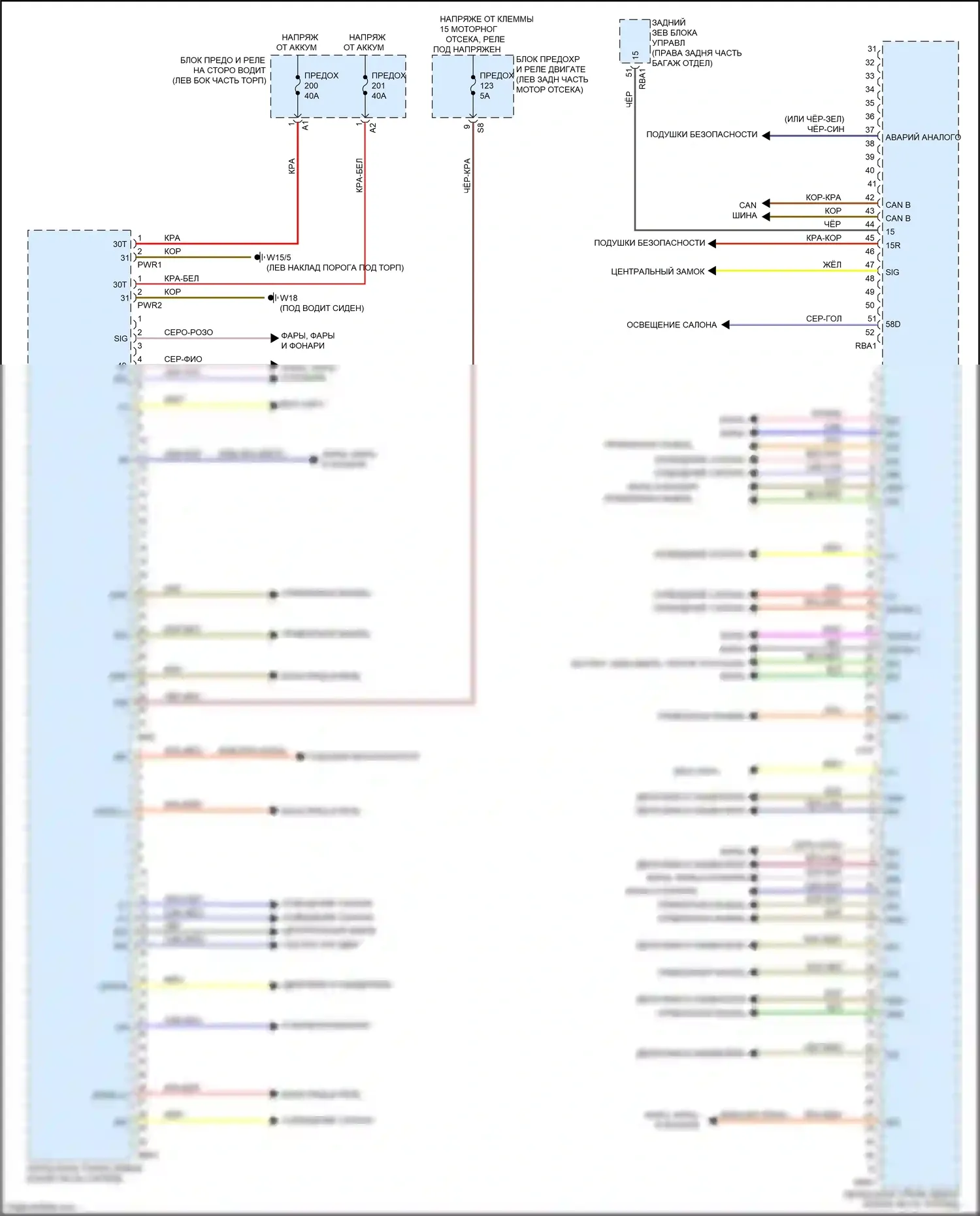 E-класс Mercedes-Benz W213/S213/C238/A238 (2016-2021): Электросхема переднего блока управления sam, седан 