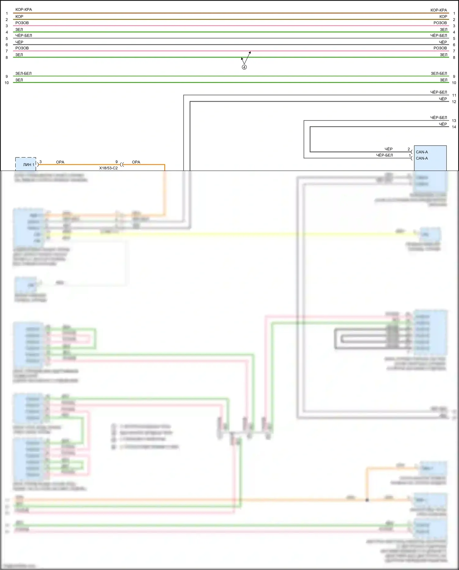 E-класс Mercedes-Benz W213/S213/C238/A238 (2016-2021): Электросхема шины высокого/низкого уровня (4 из 7) 