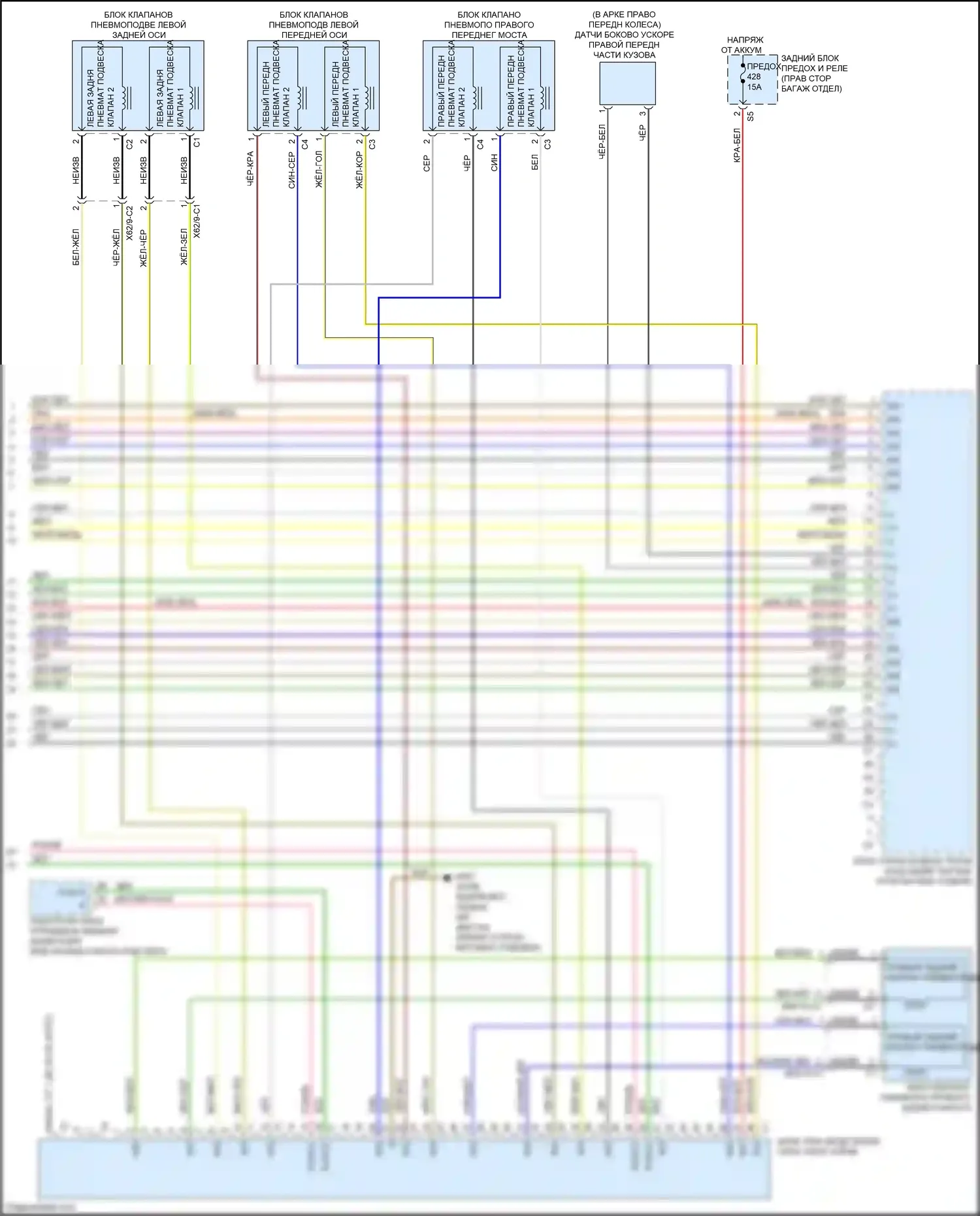 E-класс Mercedes-Benz W213/S213/C238/A238 (2016-2021): Электросхема управления воздушным телом (3 из 3) 