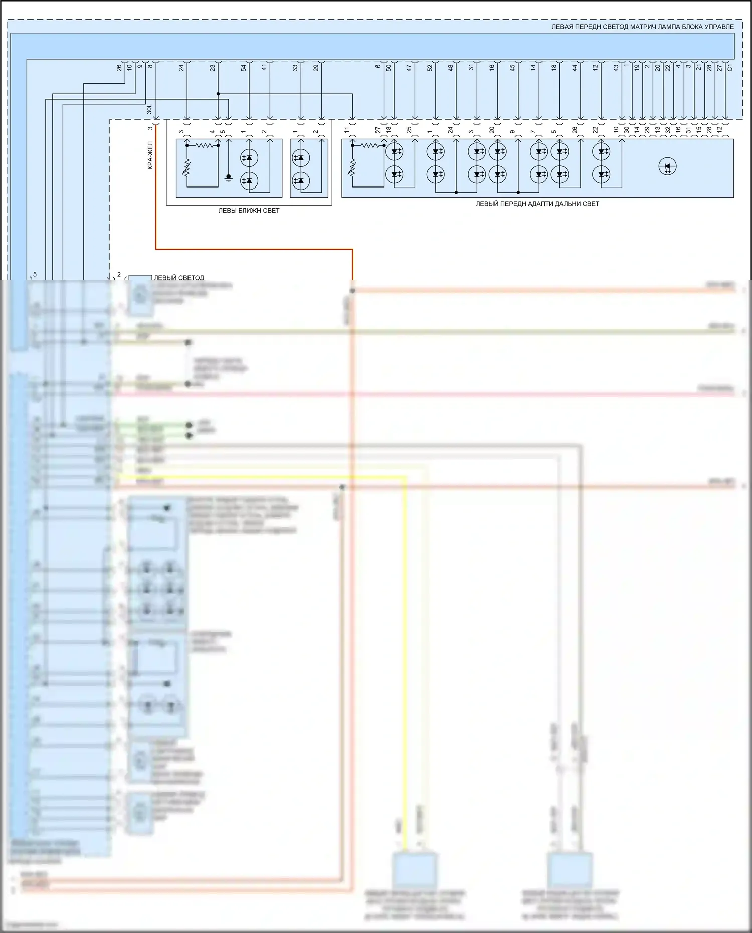E-класс Mercedes-Benz W213/S213/C238/A238 (2016-2021): Электросхема фар, с динамическими светодиодными фарами (2 из 3) 