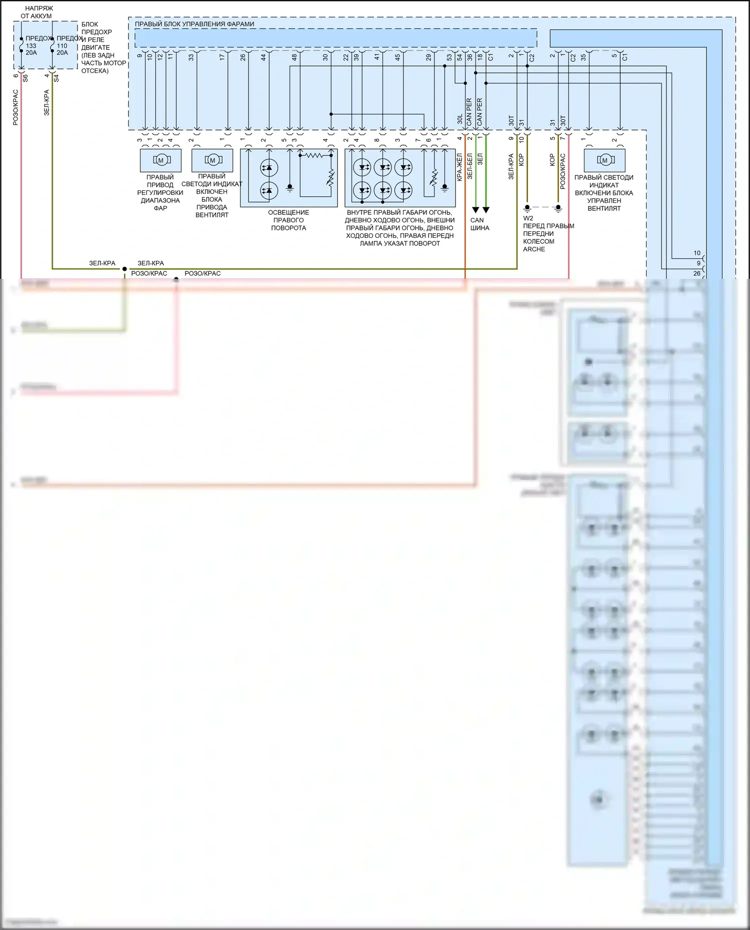 E-класс Mercedes-Benz W213/S213/C238/A238 (2016-2021): Электросхема фар, с динамическими светодиодными фарами (3 из 3) 